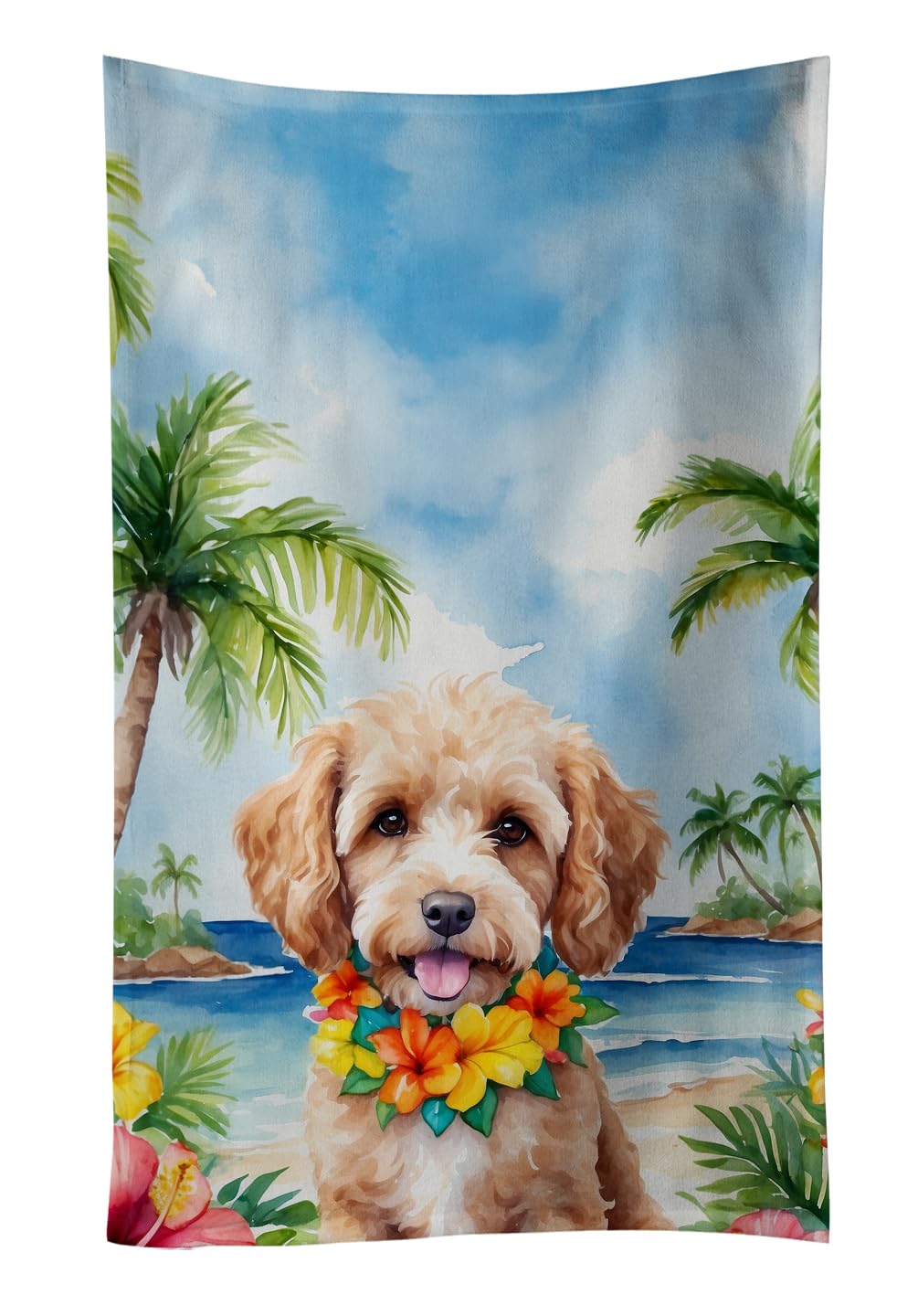 Carolines Treasures Cockapoo Luau Kitchen Towel Dish Cloths Guest Hand Towel Decorative Bathroom Towel for Face,Tea, Dishcloth, Kitchen and Bath