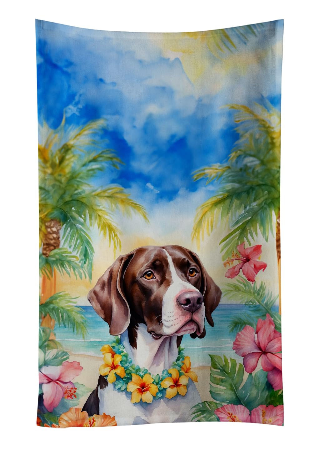 Carolines Treasures Pointer Luau Kitchen Towel Dish Cloths Guest Hand Towel Decorative Bathroom Towel for Face,Tea, Dishcloth, Kitchen and Bath