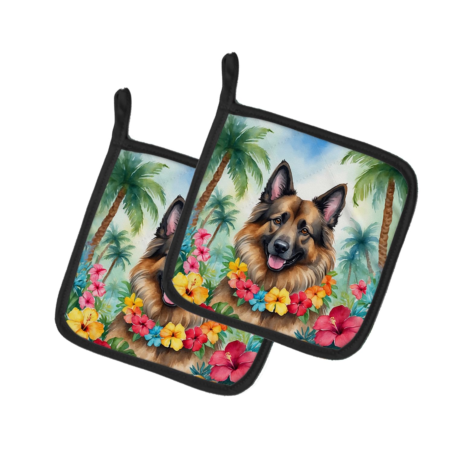 Carolines Treasures Belgian Tervuren Luau Pair of Pot Holders Kitchen Heat Resistant Pot Holders Sets Oven Hot Pads for Cooking Baking BBQ, 7 1/2 x 7 1/2