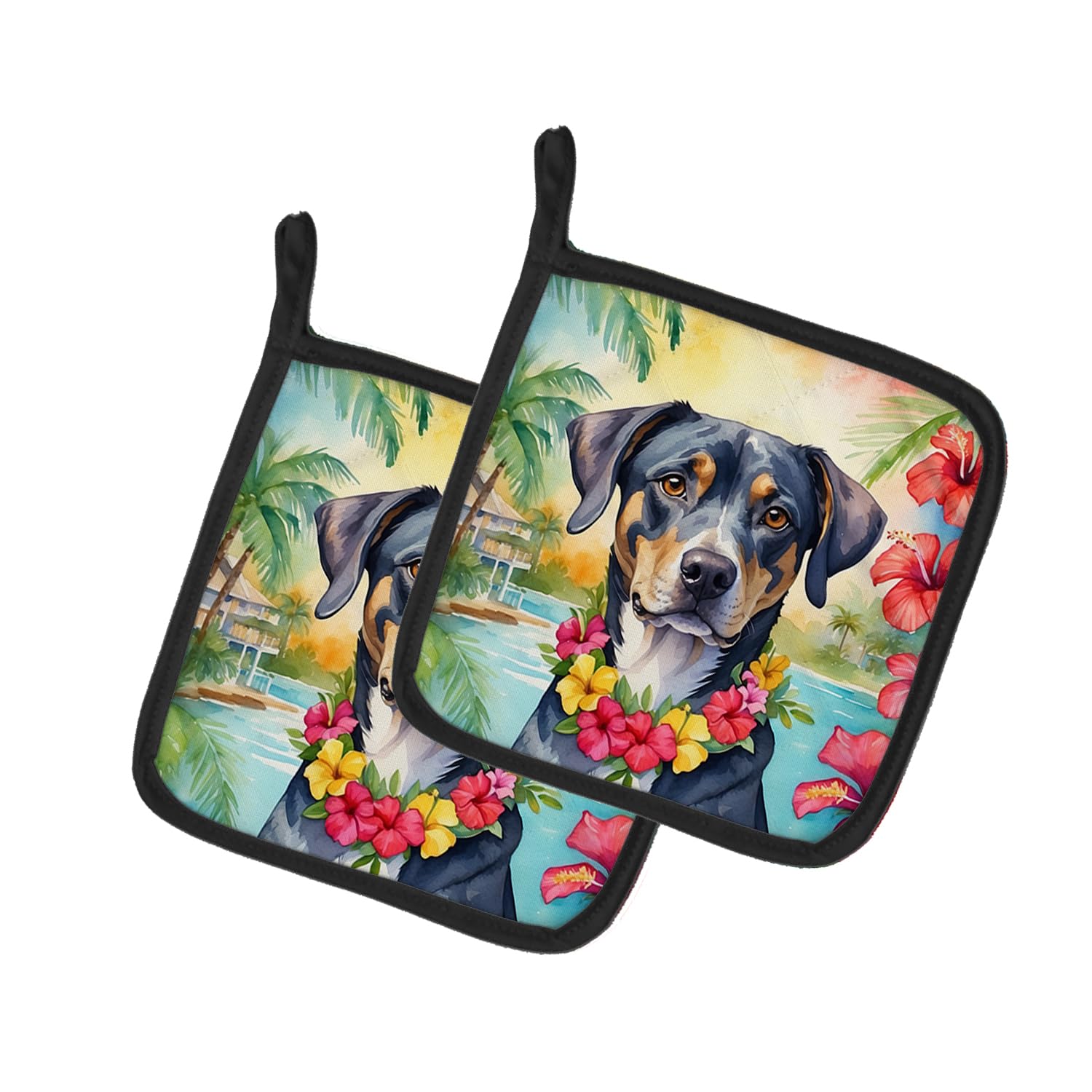 Carolines Treasures Catahoula Luau Pair of Pot Holders Kitchen Heat Resistant Pot Holders Sets Oven Hot Pads for Cooking Baking BBQ, 7 1/2 x 7 1/2