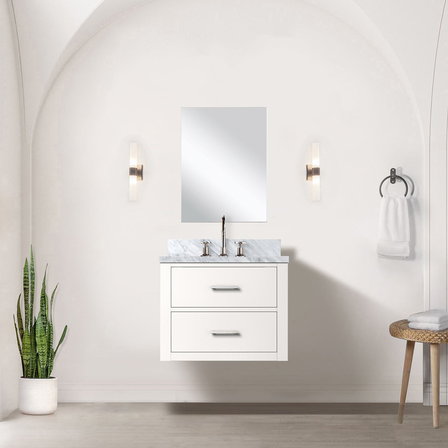 White Single Bath Vanity 24 in. W x 18 in. D