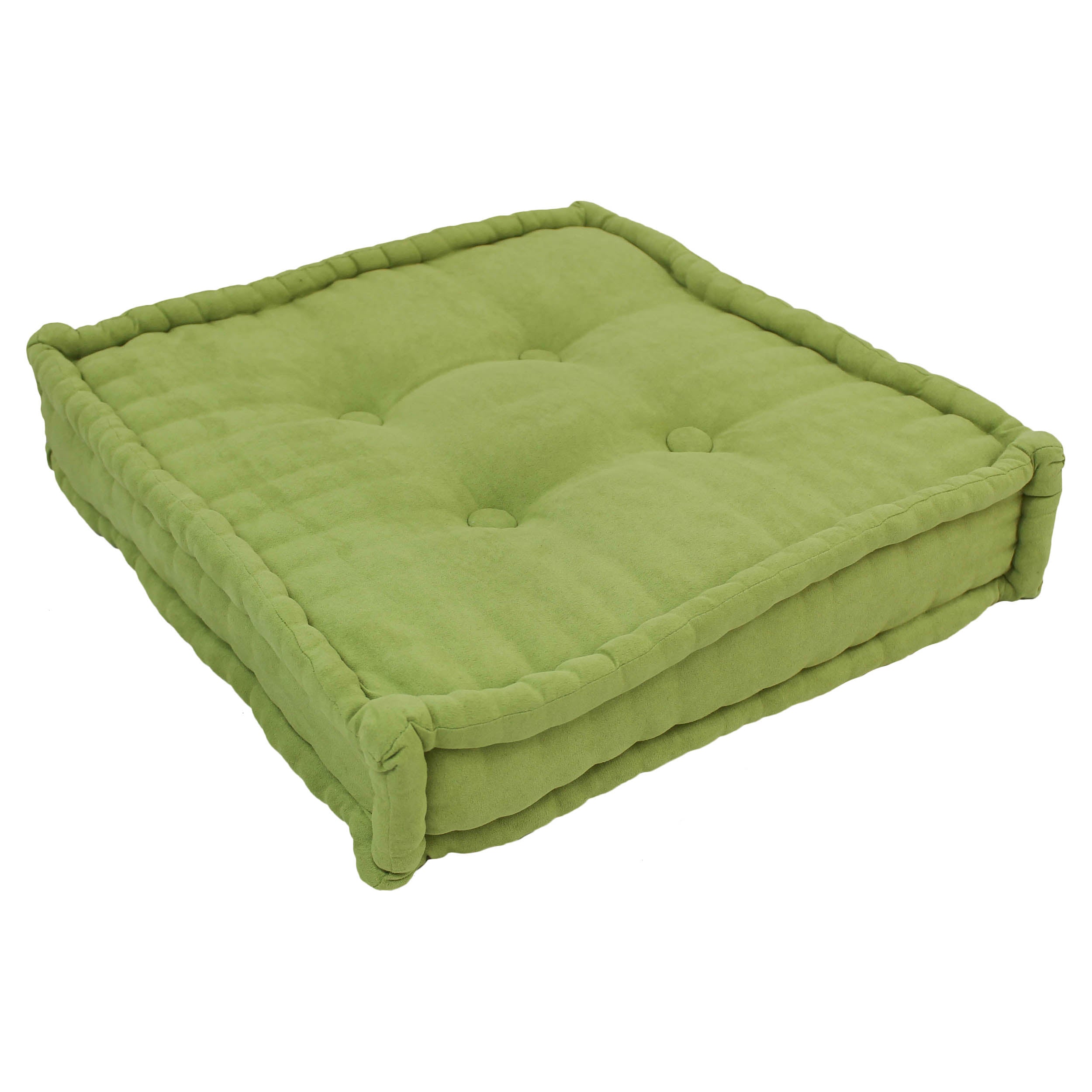 20-inch Square Corded Floor Pillow with Button Tufts - Mojito Lime