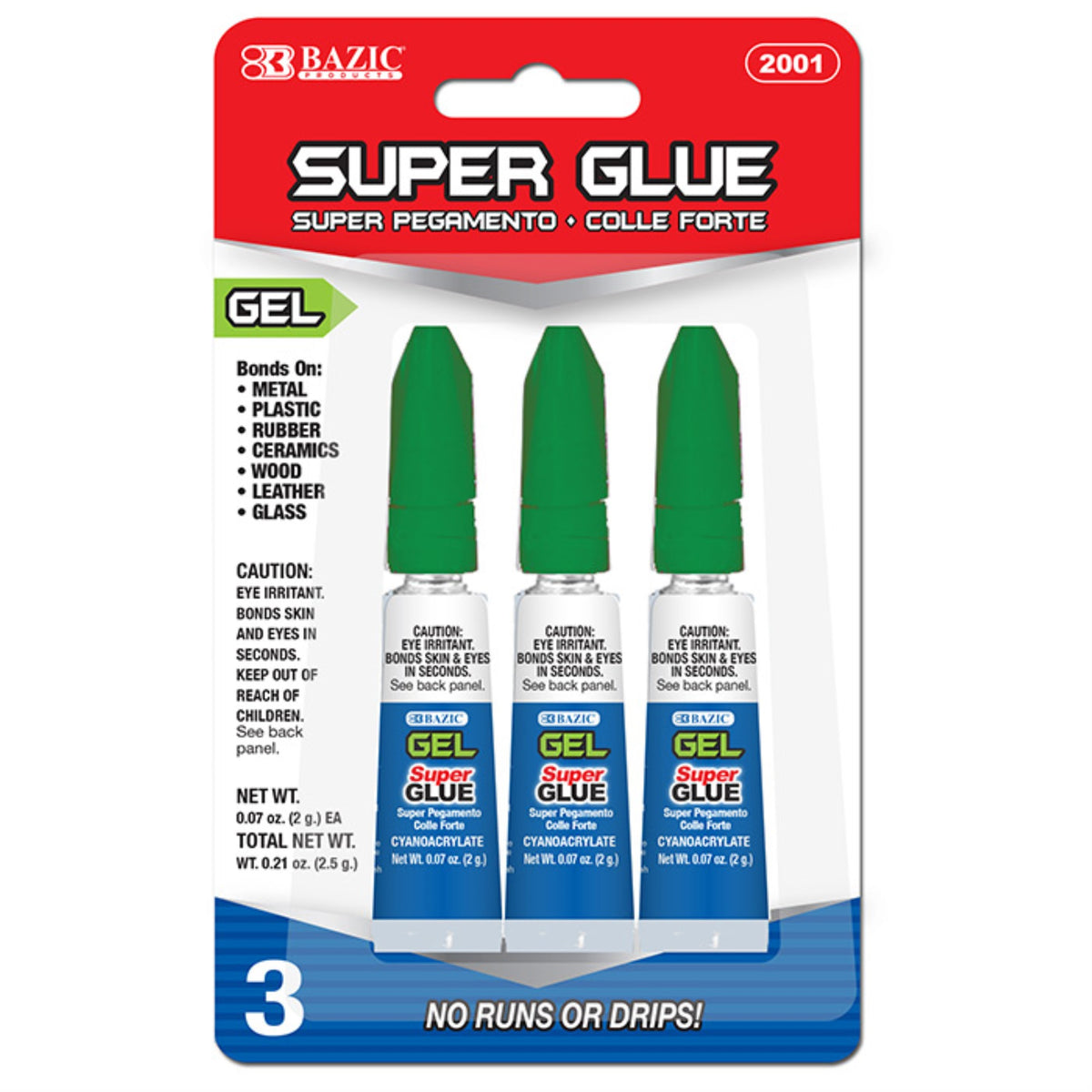 Bazic 0.07 Oz (2G) Super Glue Gel (3/Pack)