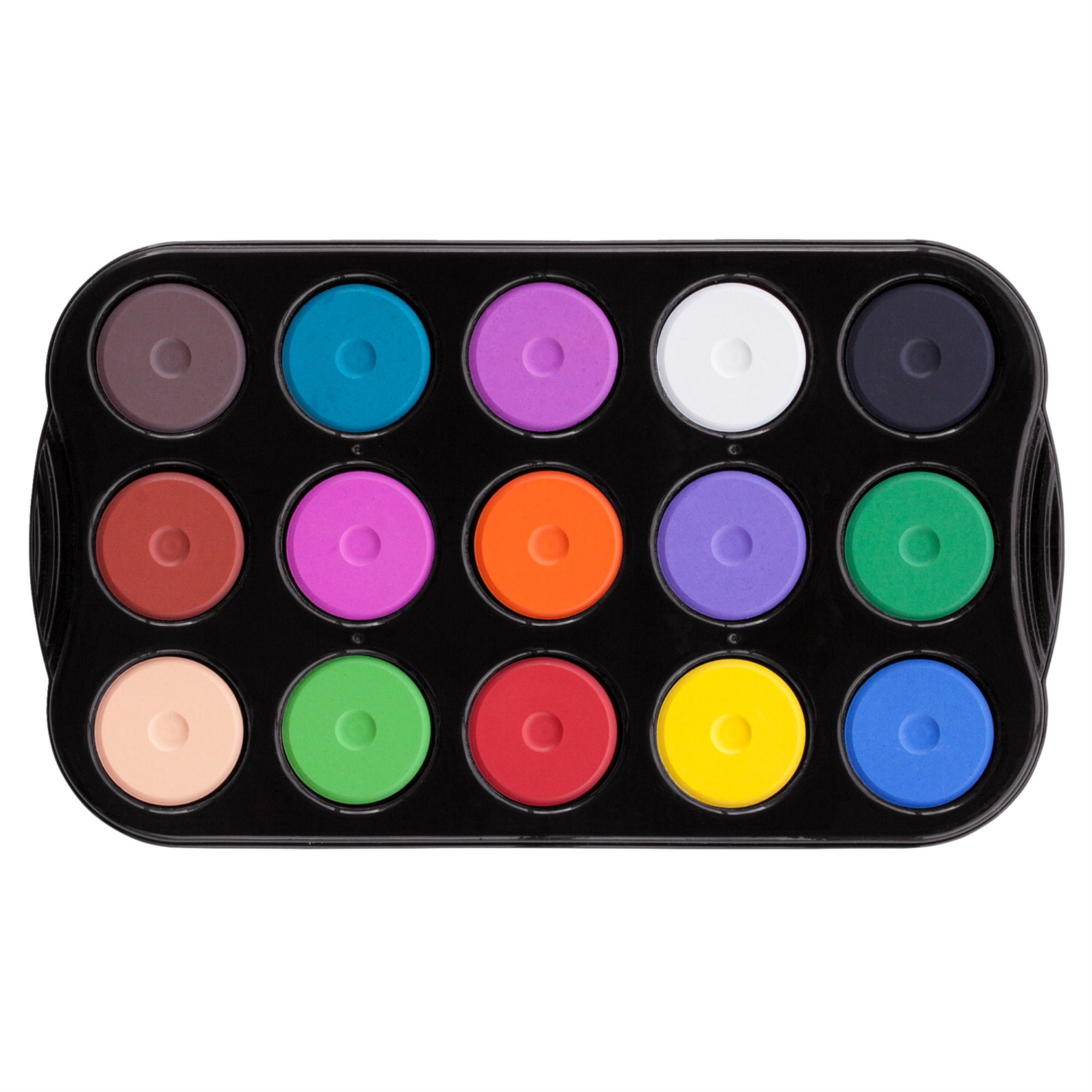 Jack Richeson Mini Tempera Cakes with Tray, Assorted Colors, Set of 15
