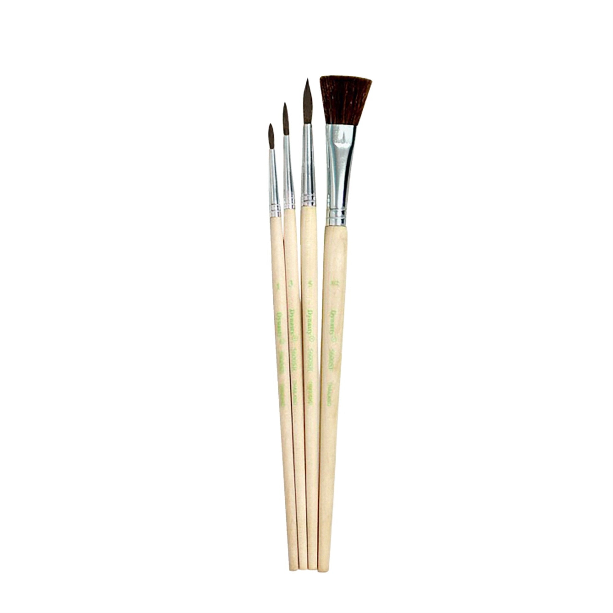 Dynasty Faux Camel Hair Brush Set, Rounds And Flat, Set Of 4
