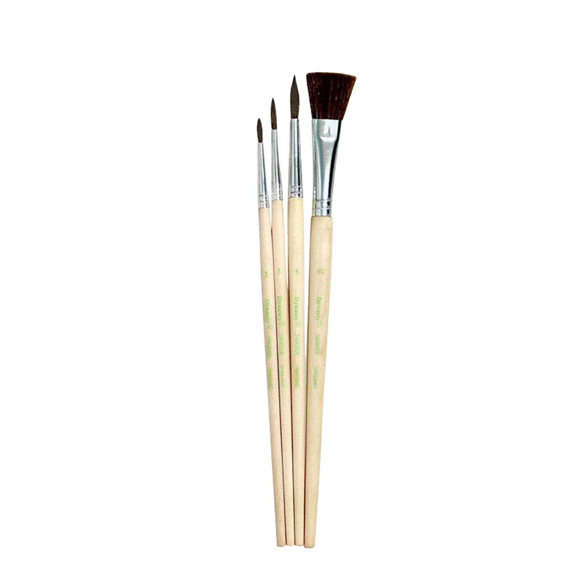 Dynasty Faux Camel Hair Brush Set, Rounds And Flat, Set Of 4