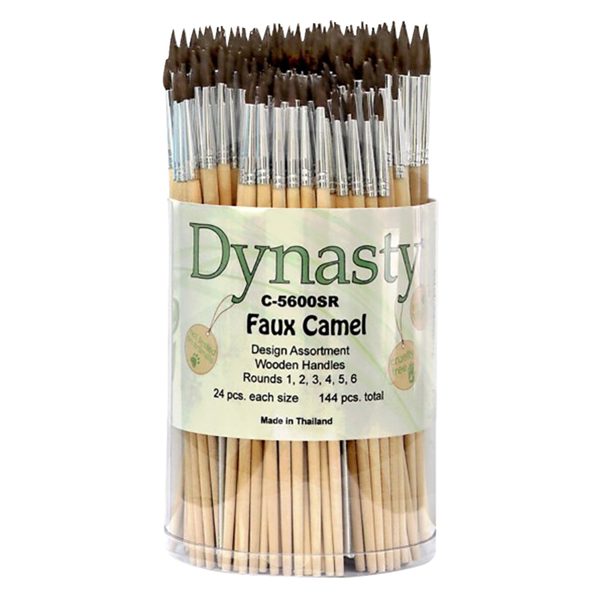 Dynasty Faux Camel Hair Brush Canister, Round, Set Of 144