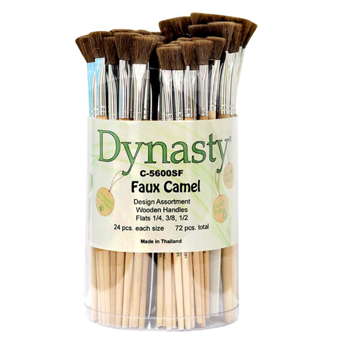 Dynasty Faux Camel Hair Brush Canister, Flat, Set Of 72