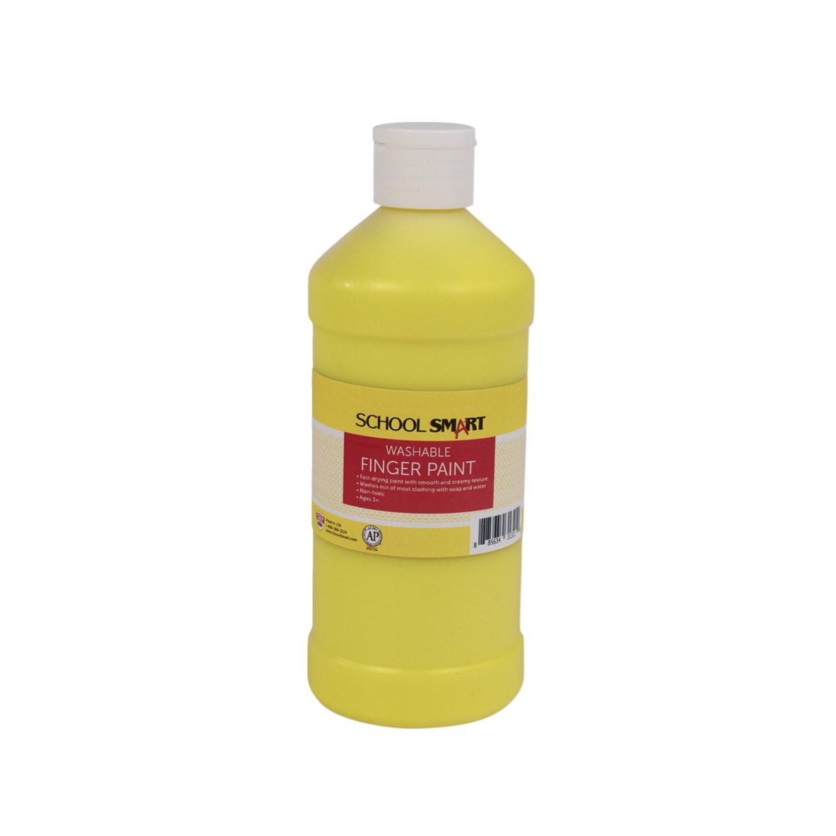 School Smart Washable Finger Paint, Yellow, 1 Pint