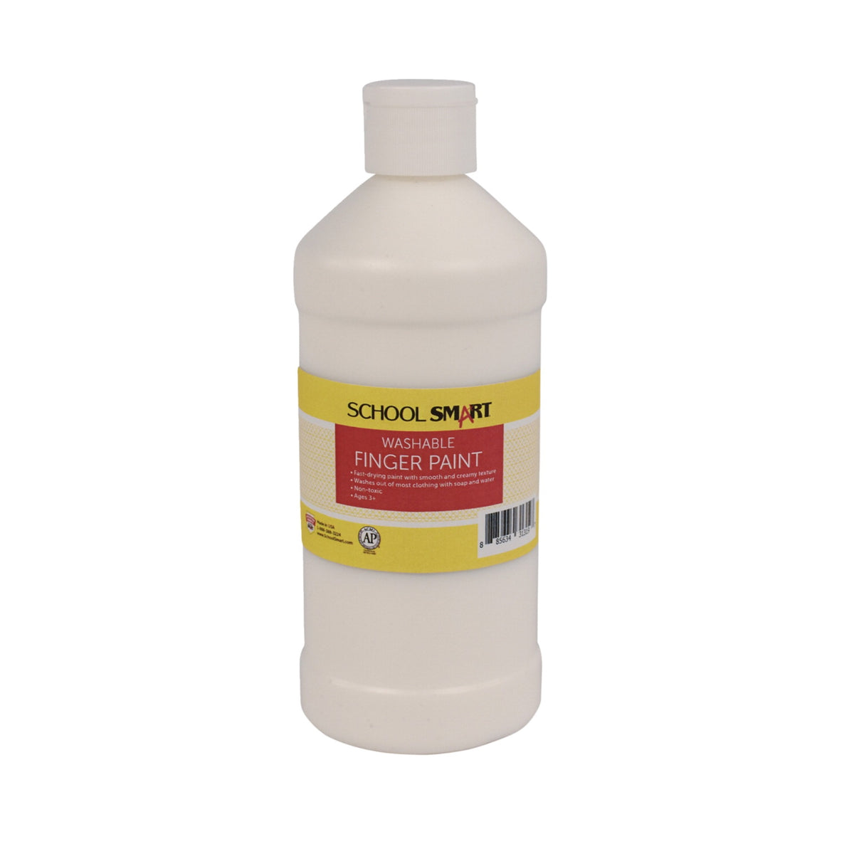 School Smart Washable Finger Paint, White, 1 Pint