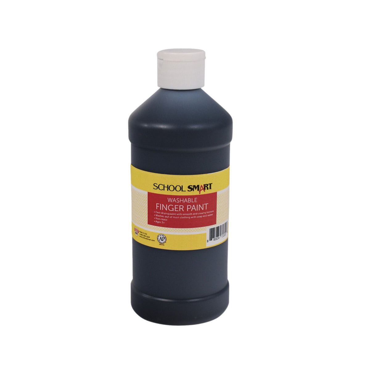 School Smart Washable Finger Paint, Black, 1 Pint