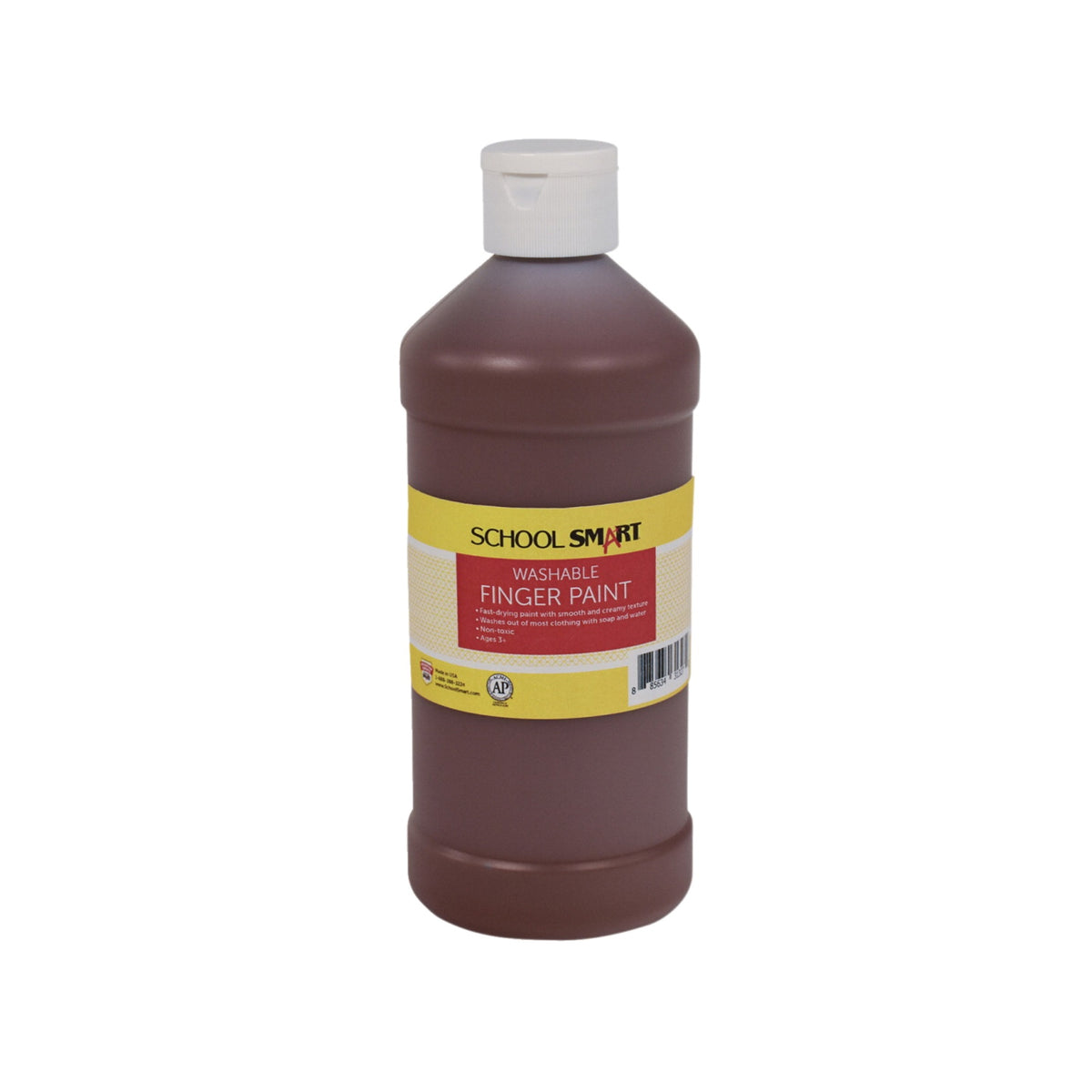 School Smart Washable Finger Paint, Brown, 1 Pint