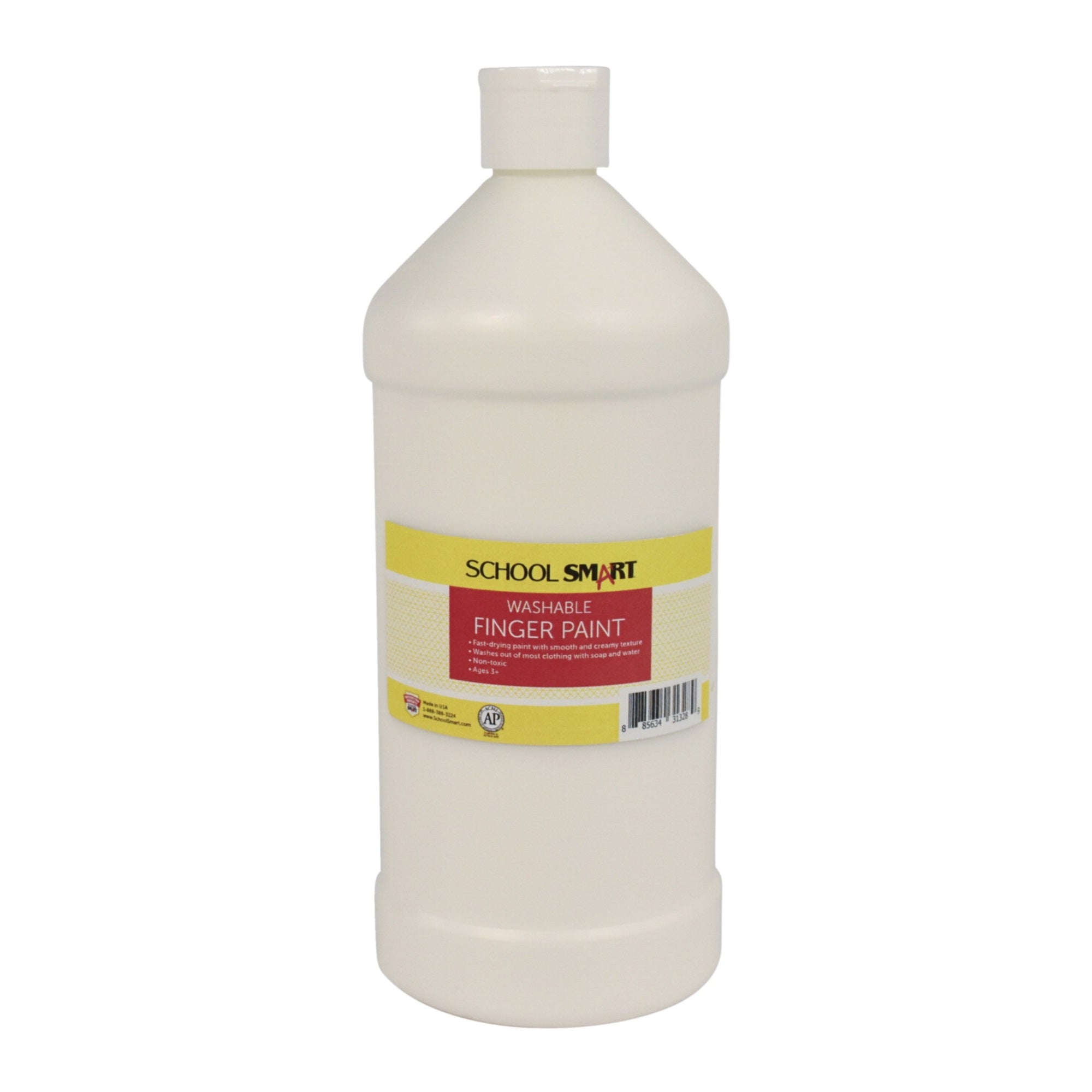 School Smart Washable Finger Paint, White, 1 Quart
