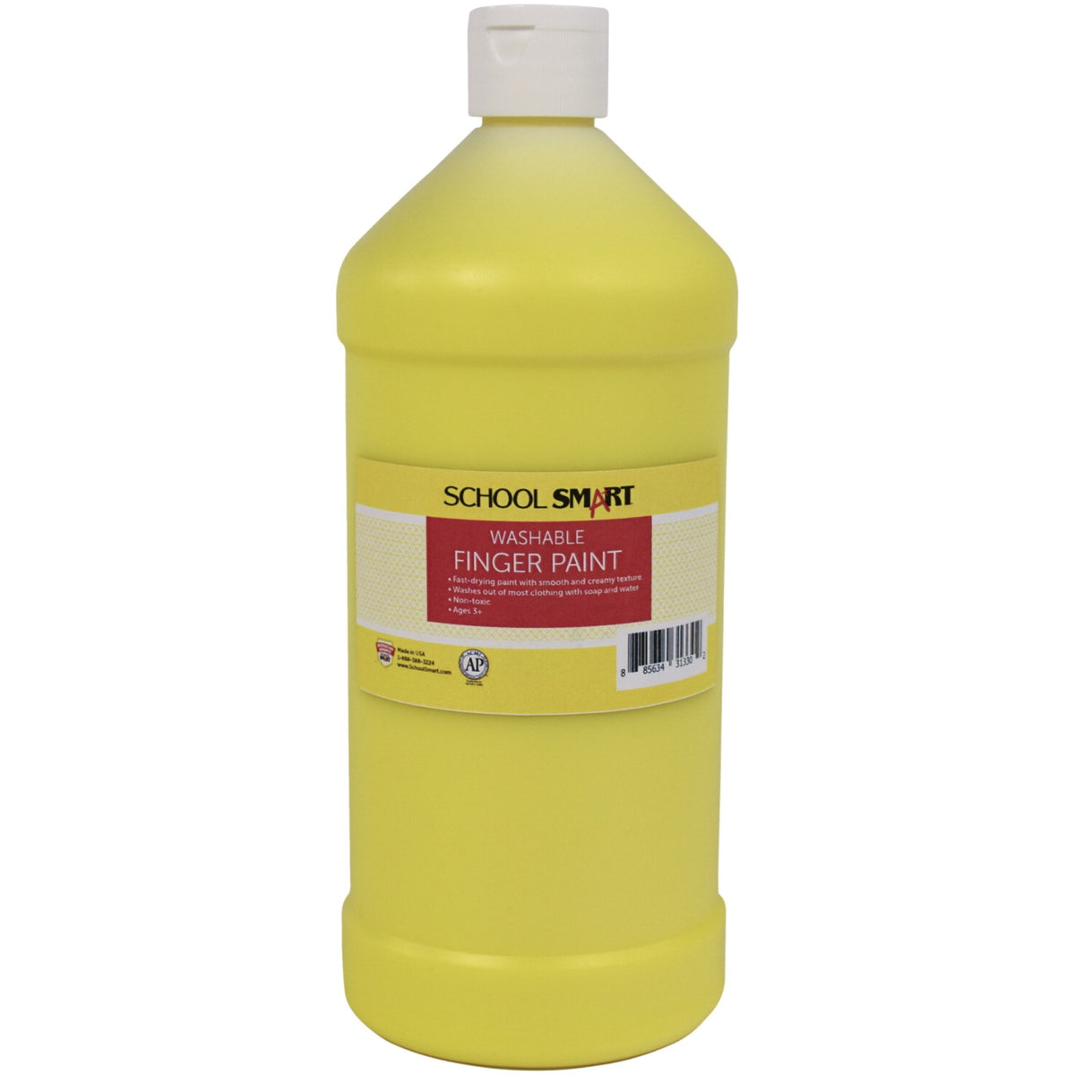 School Smart Washable Finger Paint, Yellow, 1 Quart