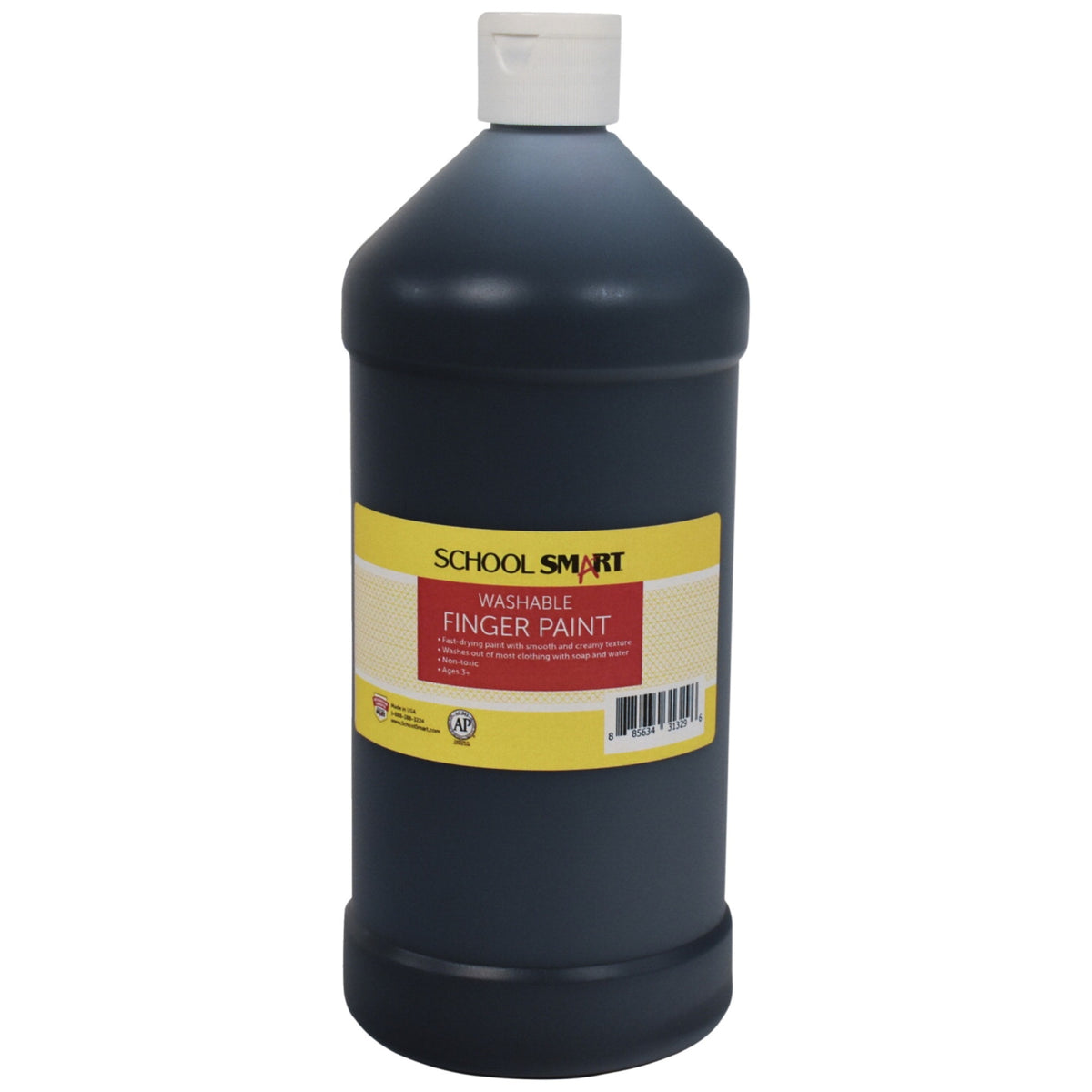 School Smart Washable Finger Paint, Black, 1 Quart