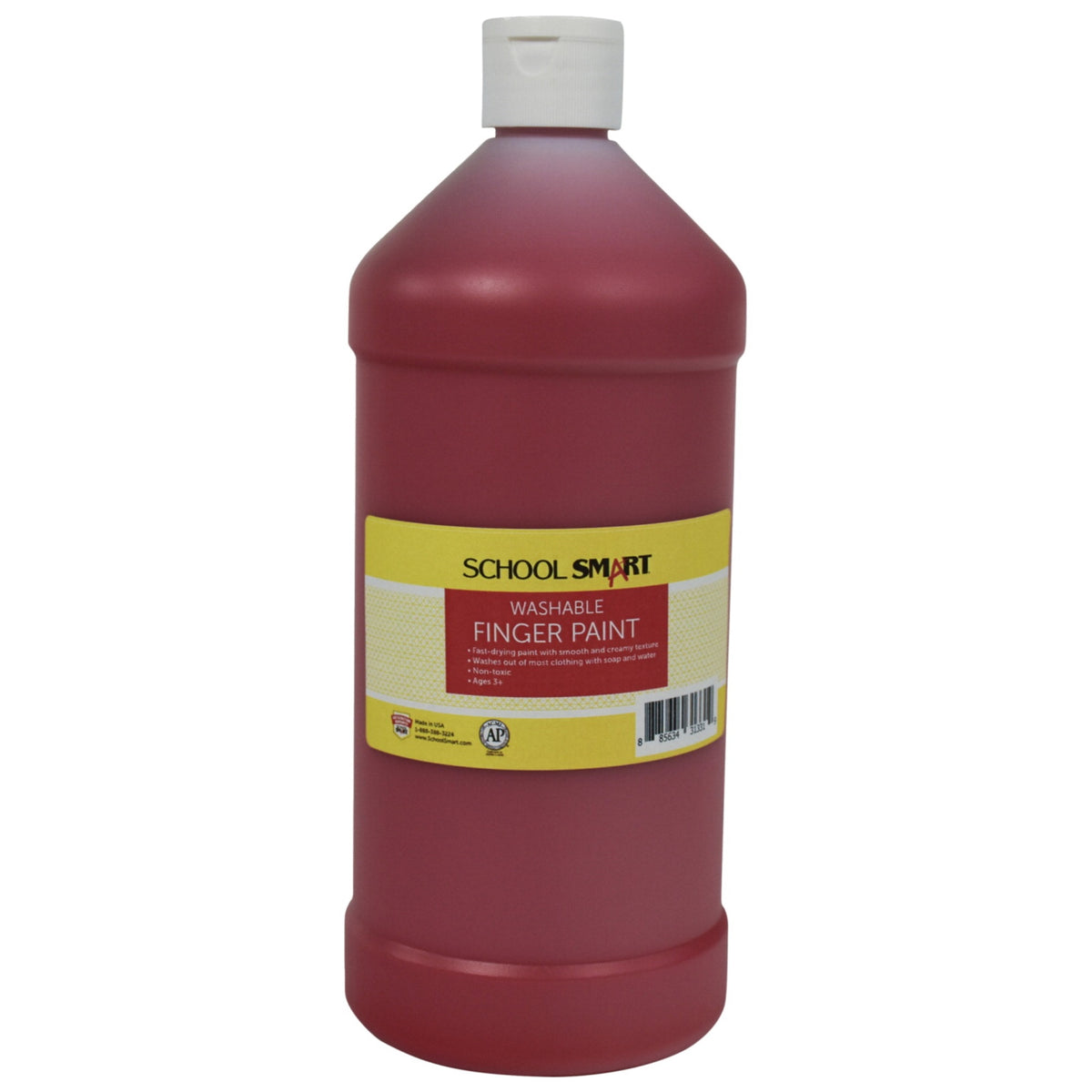 School Smart Washable Finger Paint, Red, 1 Quart