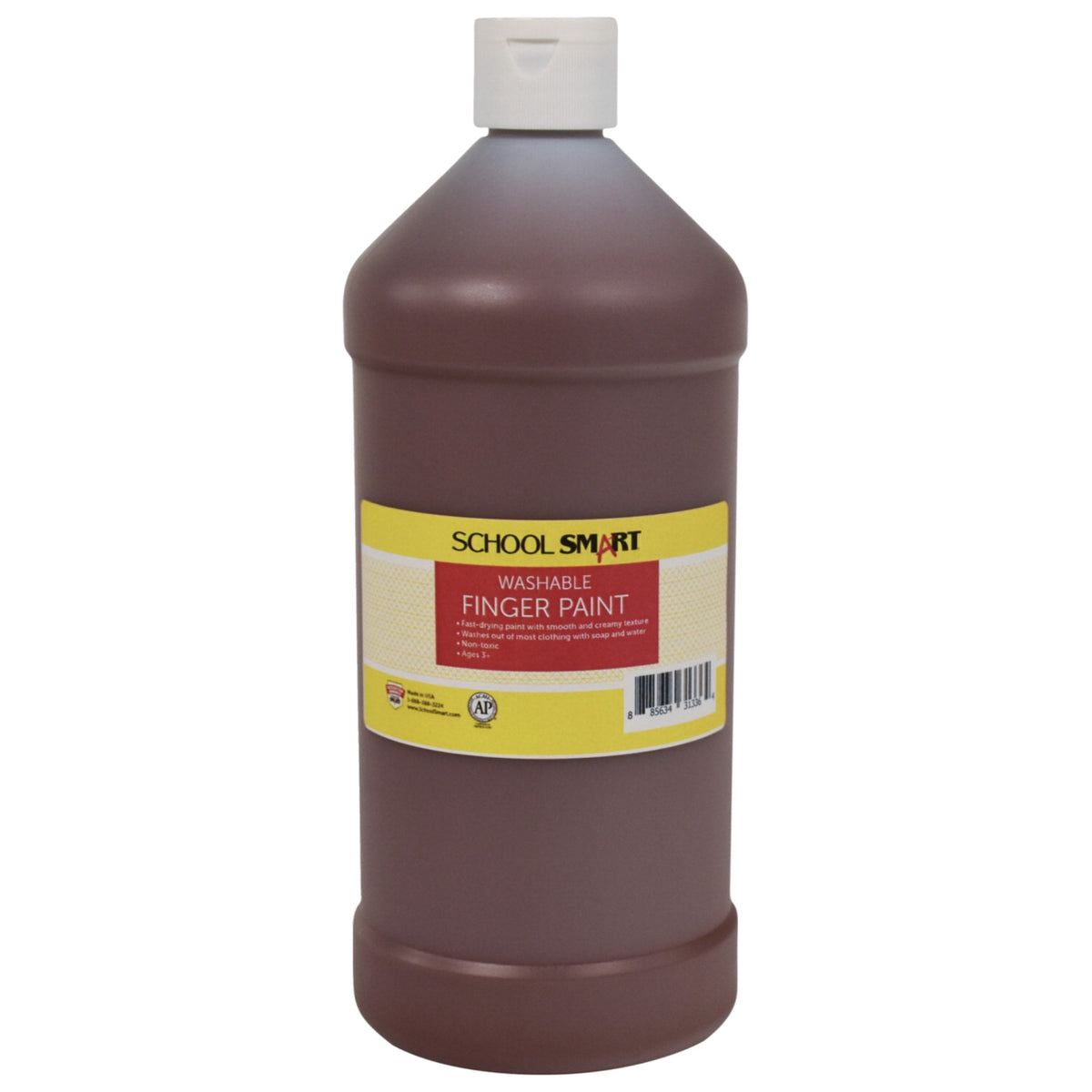 School Smart Washable Finger Paint, Brown, 1 Quart