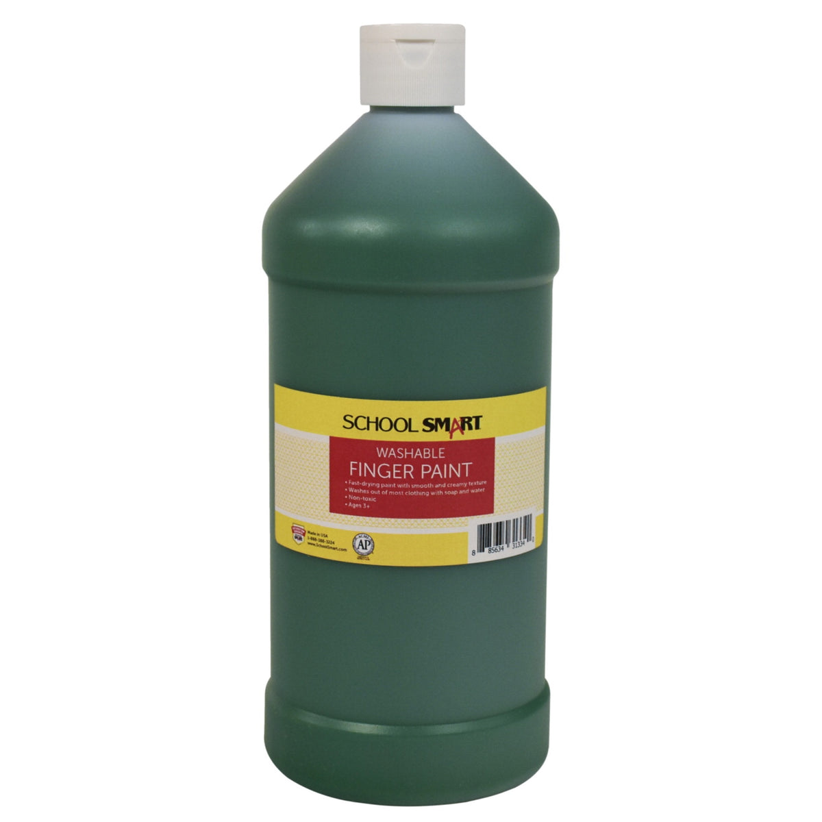 School Smart Washable Finger Paint, Green, 1 Quart