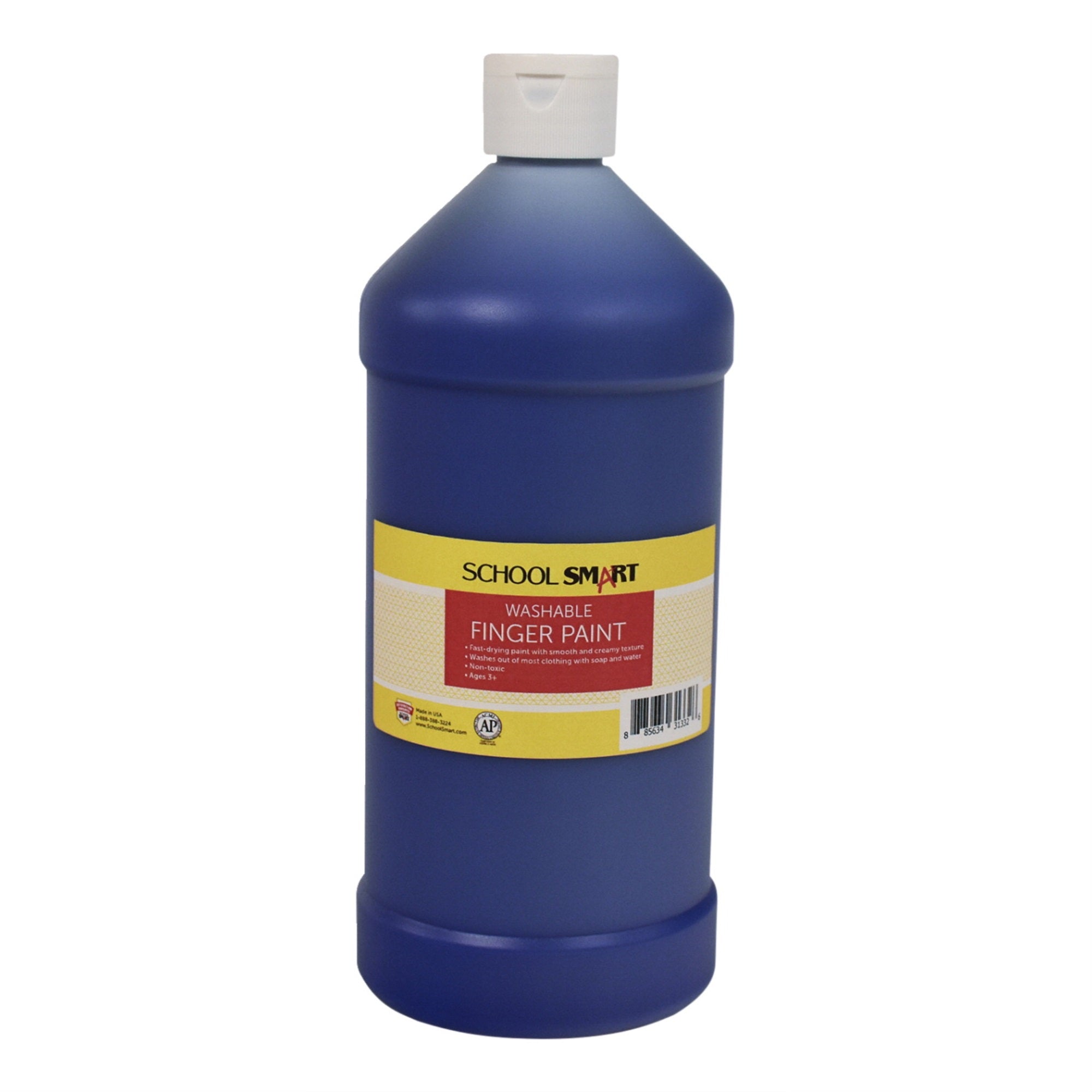 School Smart Washable Finger Paint, Blue, 1 Quart
