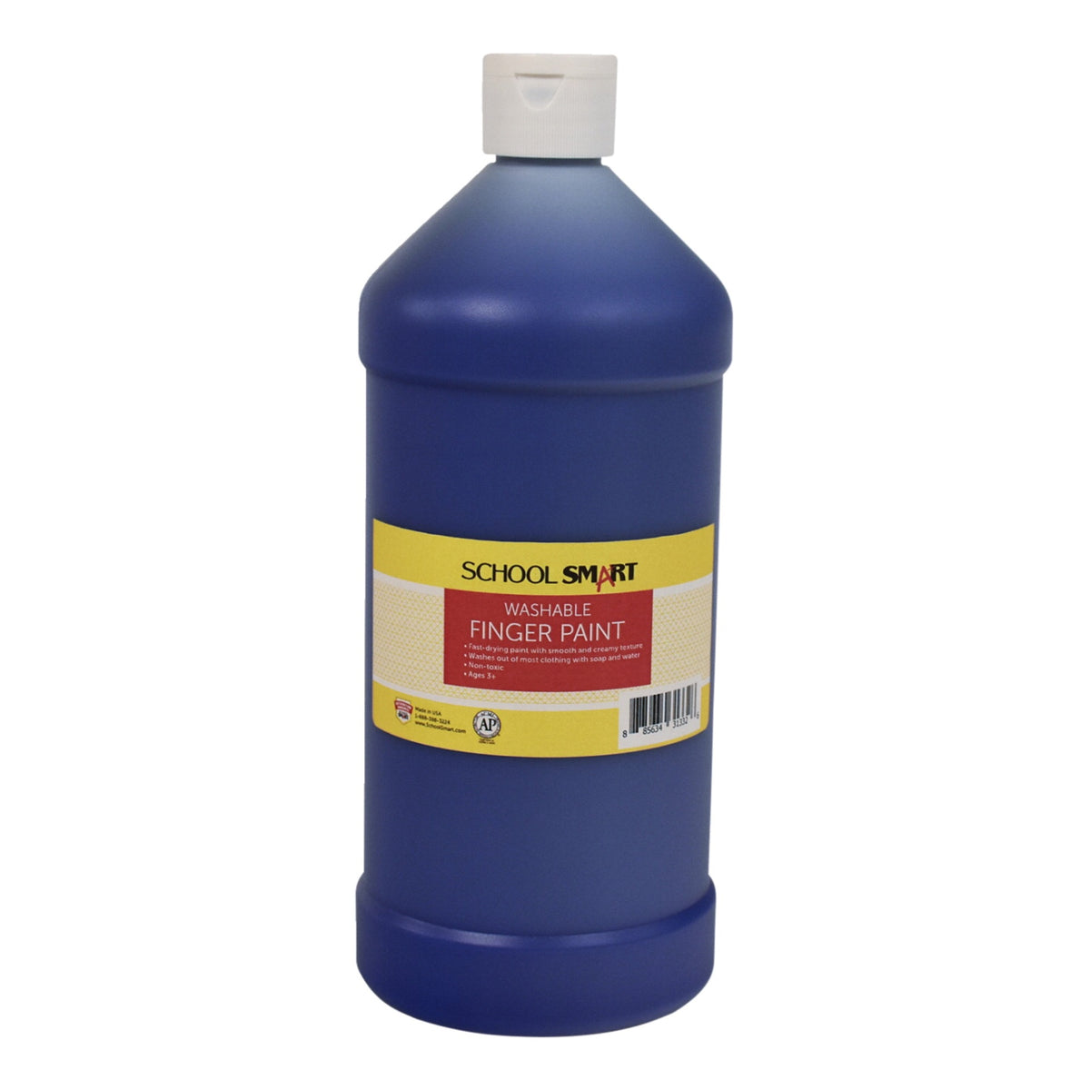 School Smart Washable Finger Paint, Blue, 1 Quart