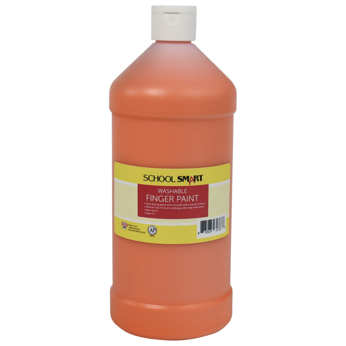 School Smart Washable Finger Paint, Orange, 1 Quart