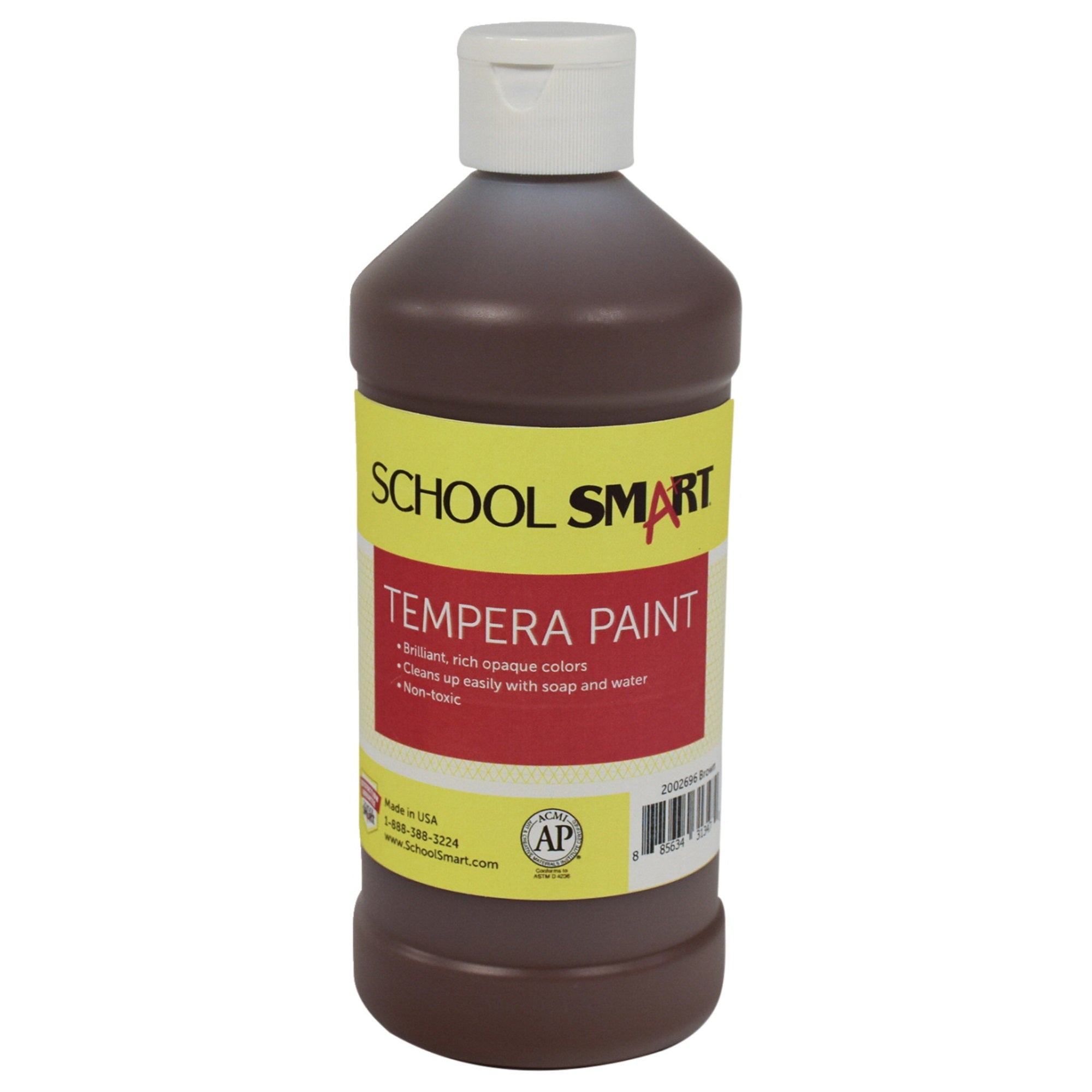 School Smart Tempera Paint, Pint, Brown