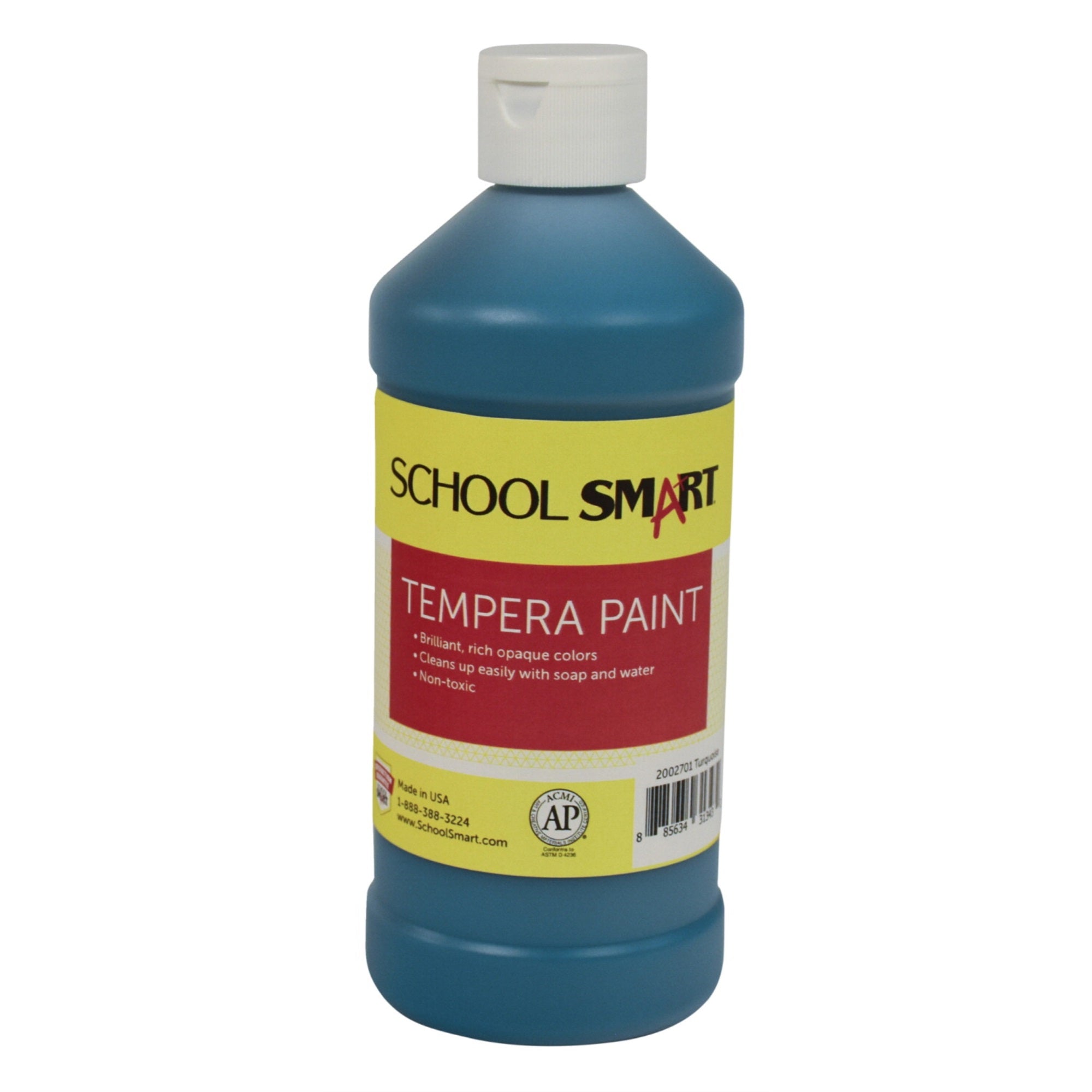 School Smart Tempera Paint, Pint, Turquoise