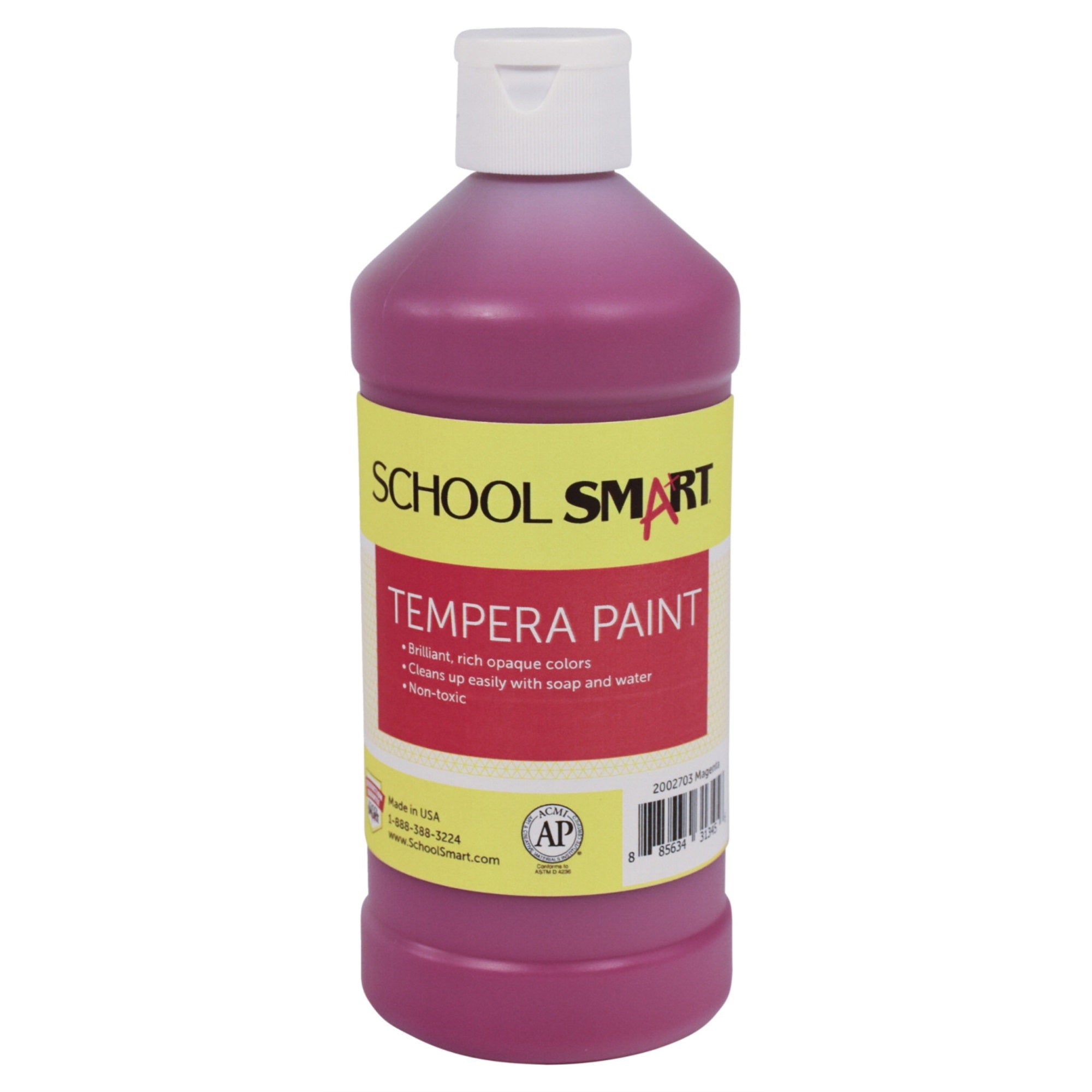 School Smart Tempera Paint, Pint, Magenta