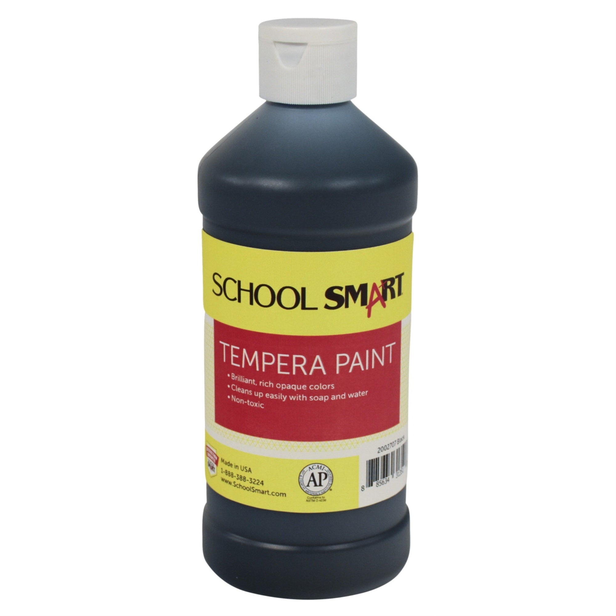School Smart Tempera Paint, Pint, Black