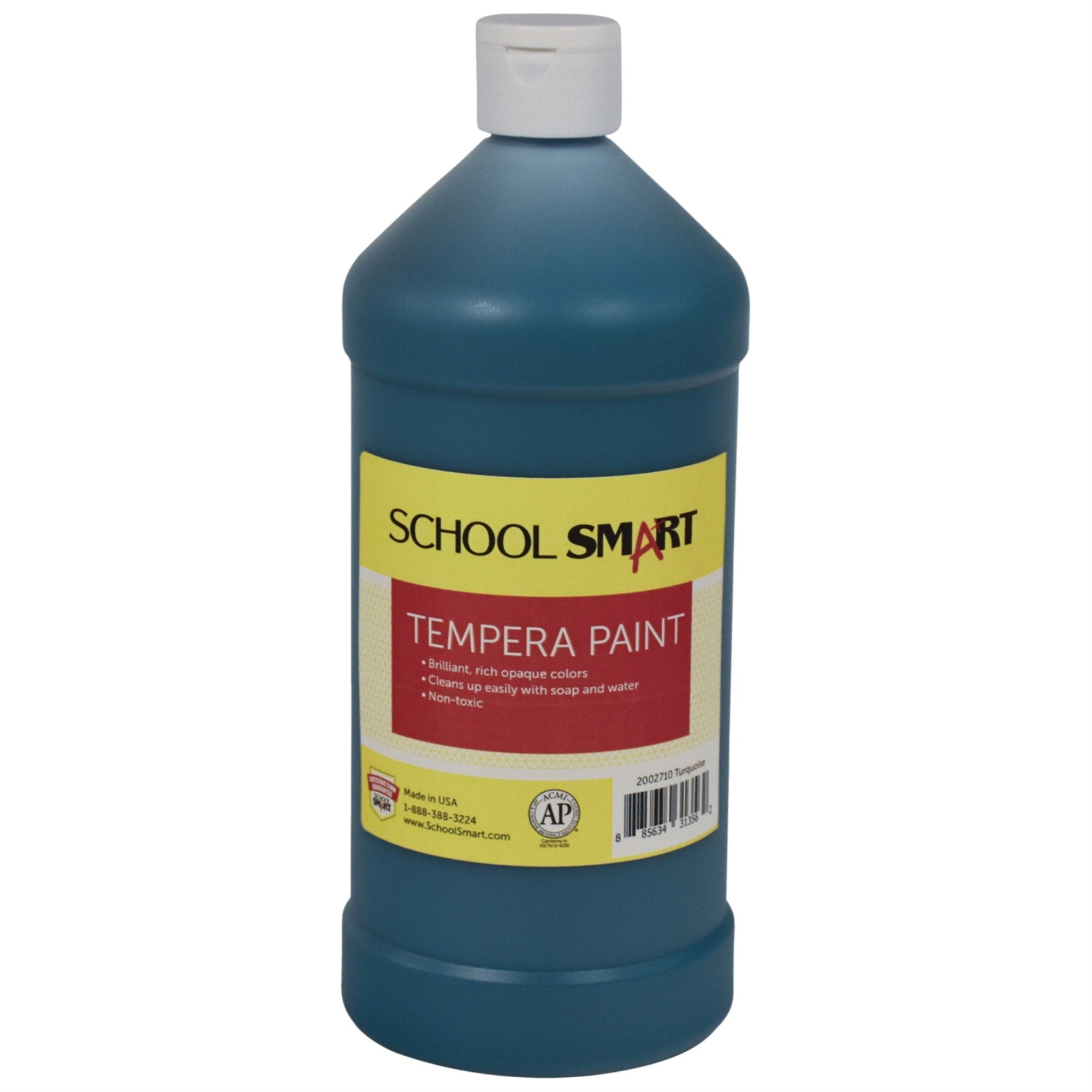 School Smart Tempera Paint, Quart, Turquoise