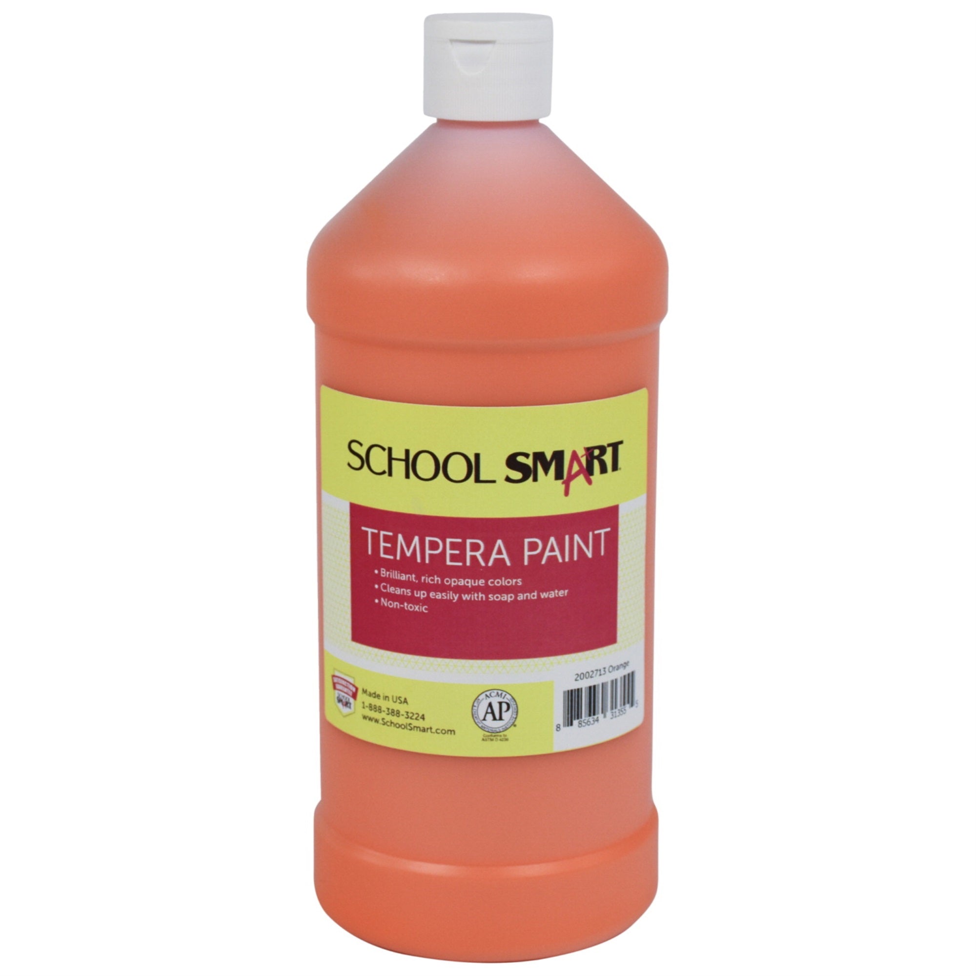School Smart Tempera Paint, Quart, Orange