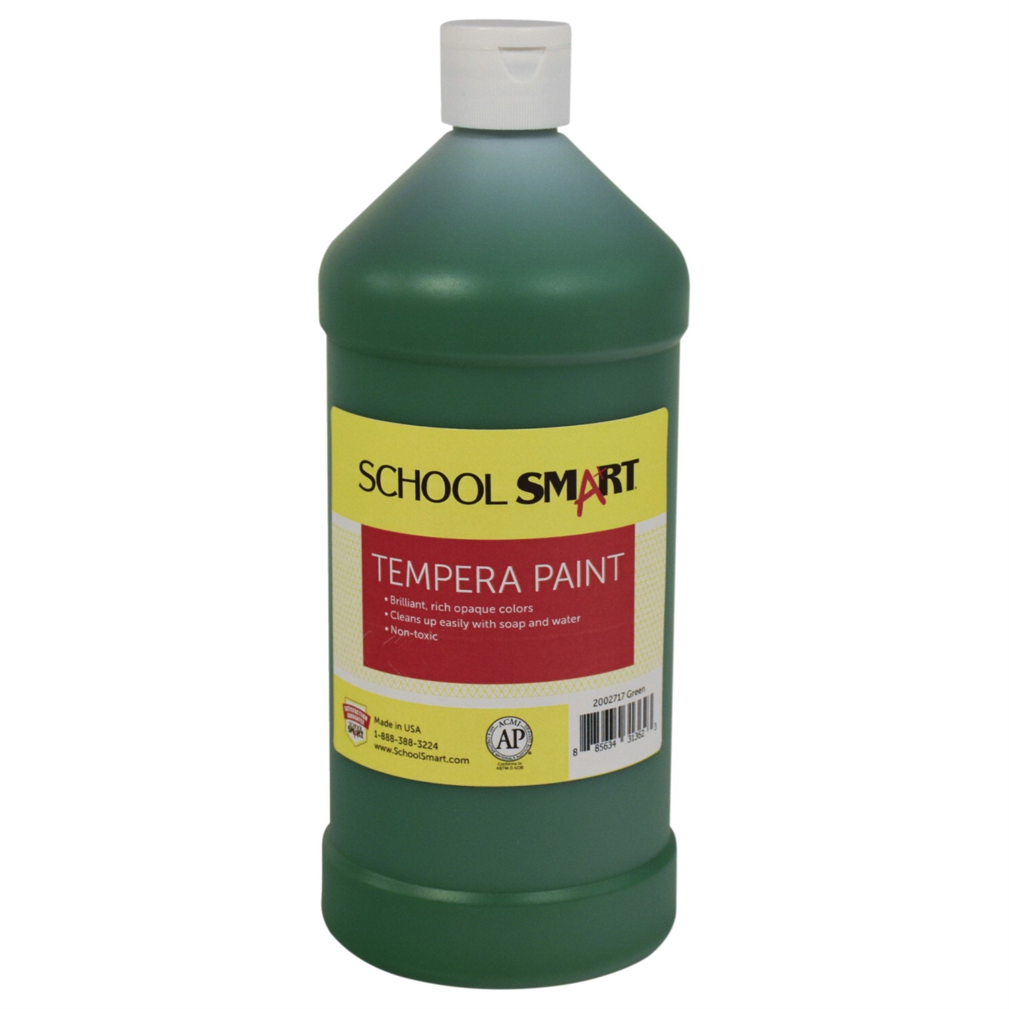 School Smart Tempera Paint, Quart, Green