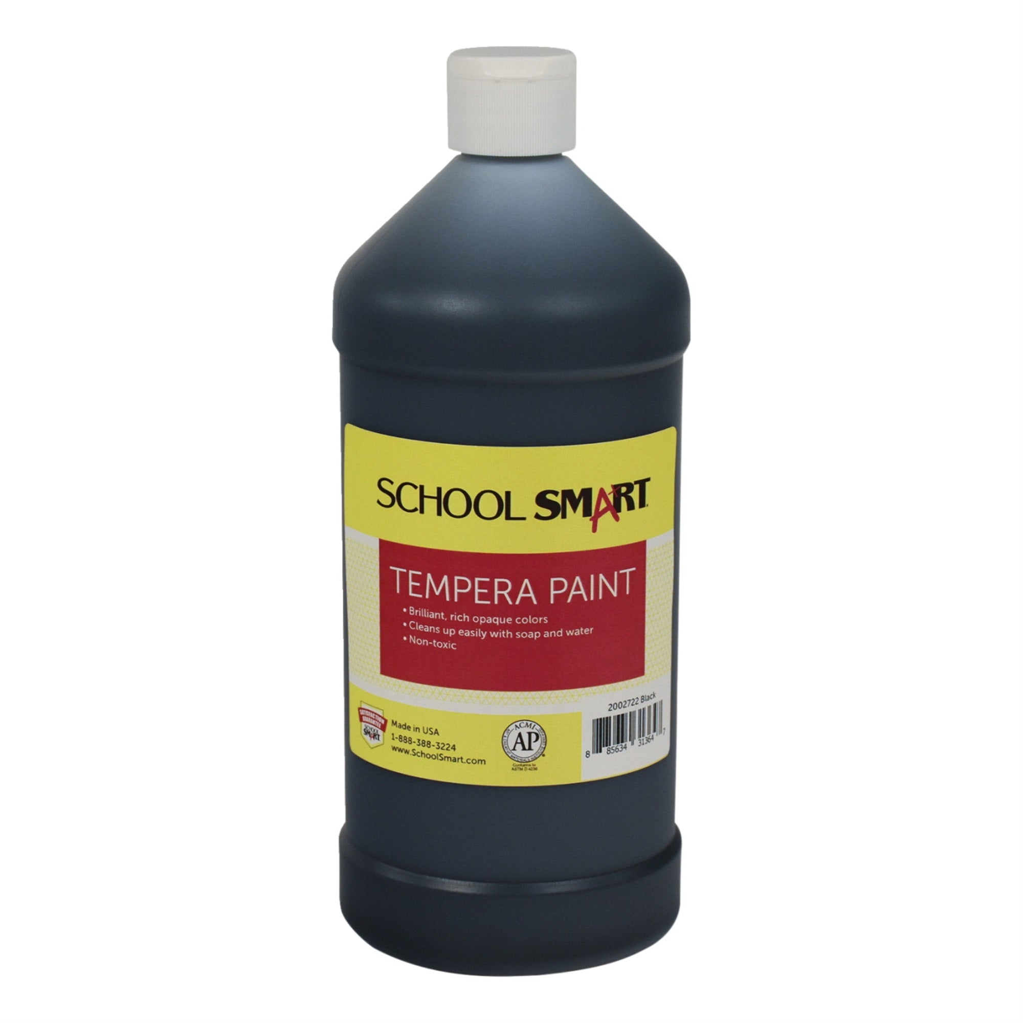 School Smart Tempera Paint, Quart, Black