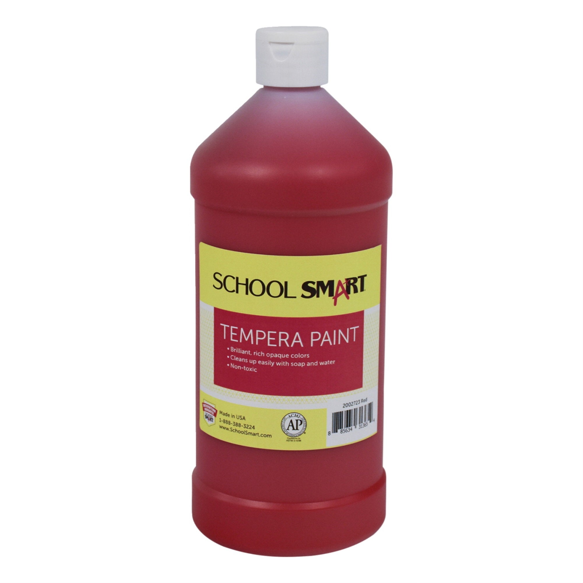 School Smart Tempera Paint, Quart, Red