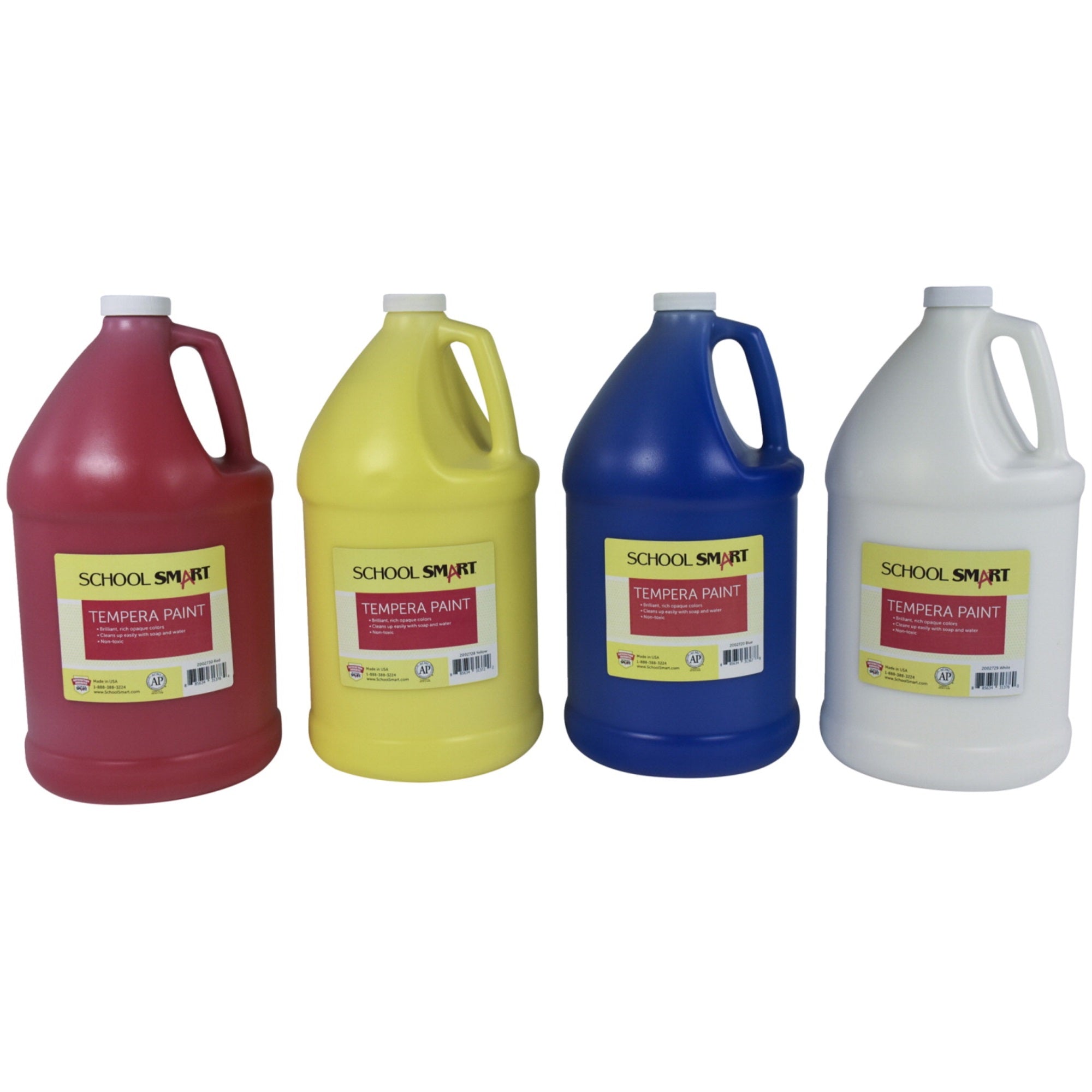 School Smart Tempera Paint Set, Assorted Colors, Gallon Set Of 4