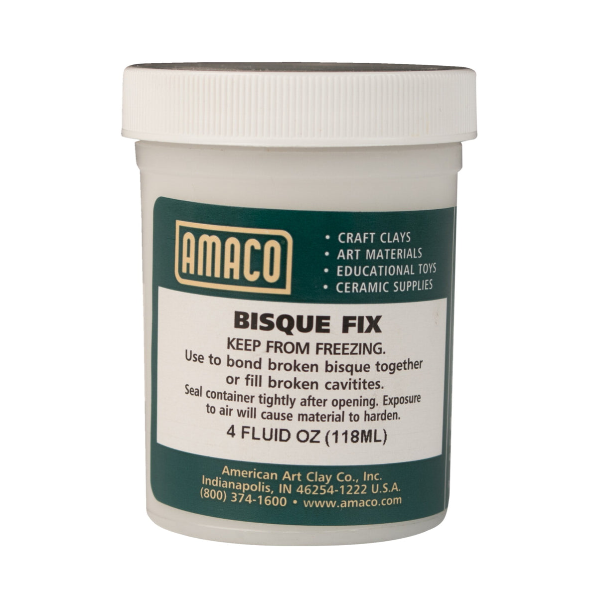 Amaco Bisque Fix, White, 4 Ounce Jar