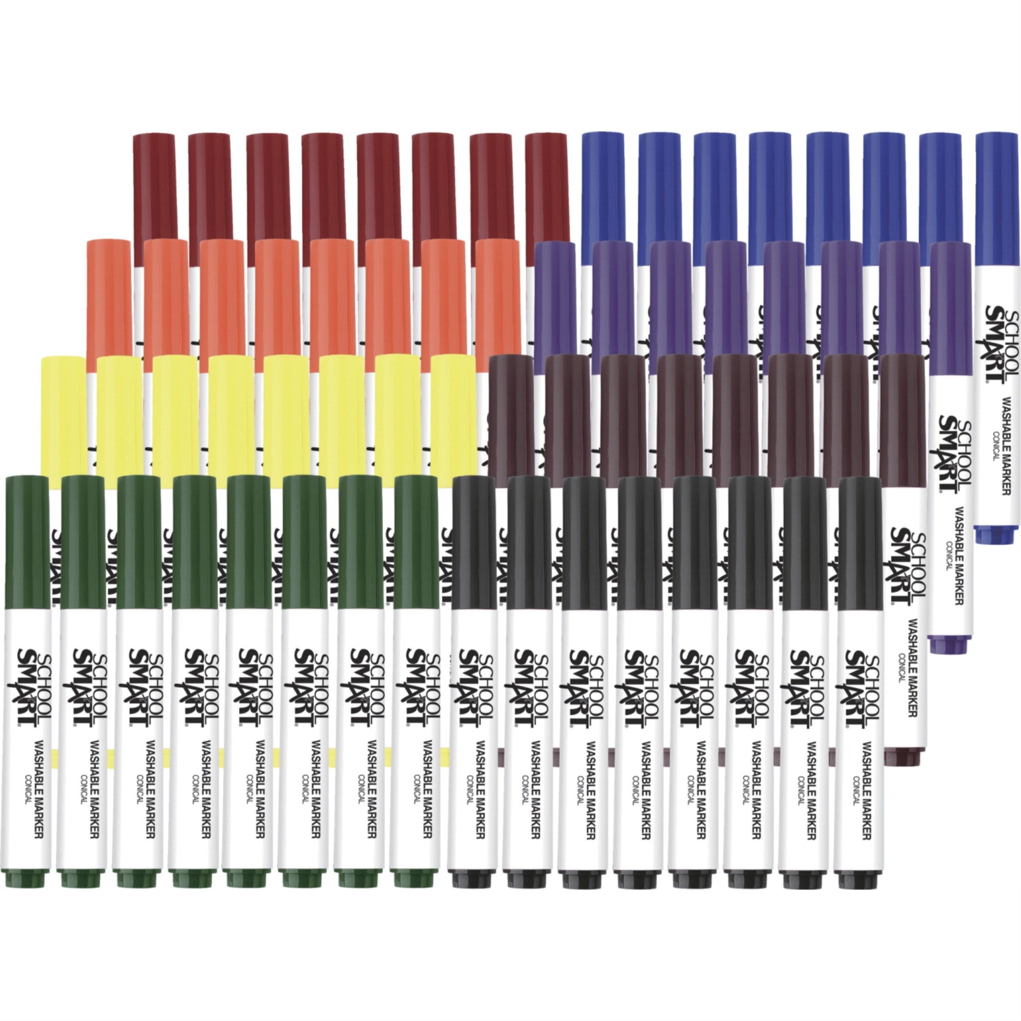 School Smart Washable Art Markers, Conical Tip, Assorted Colors, Set Of 64