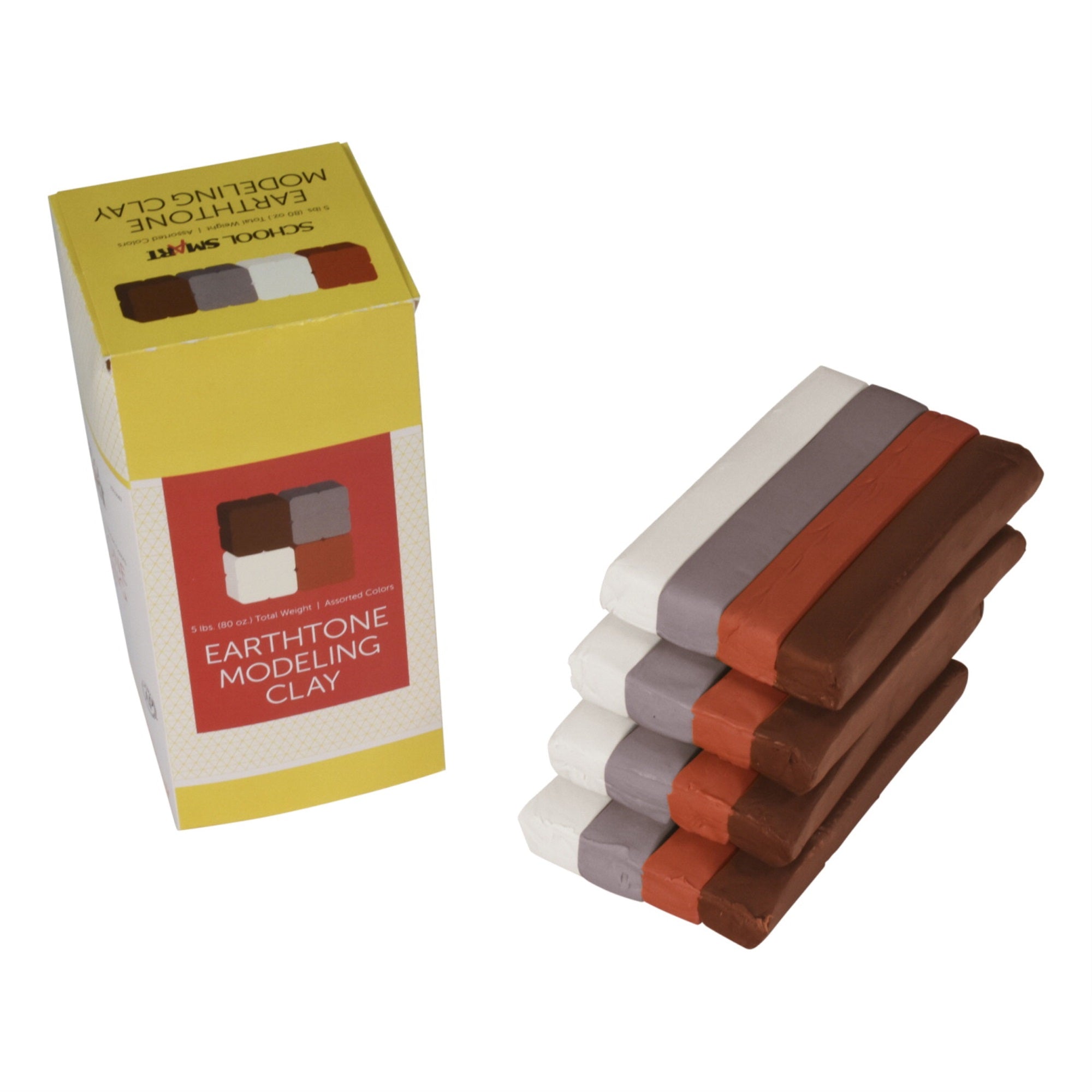 School Smart Modeling Clay, 5 Pounds, Assorted Earthtone Colors