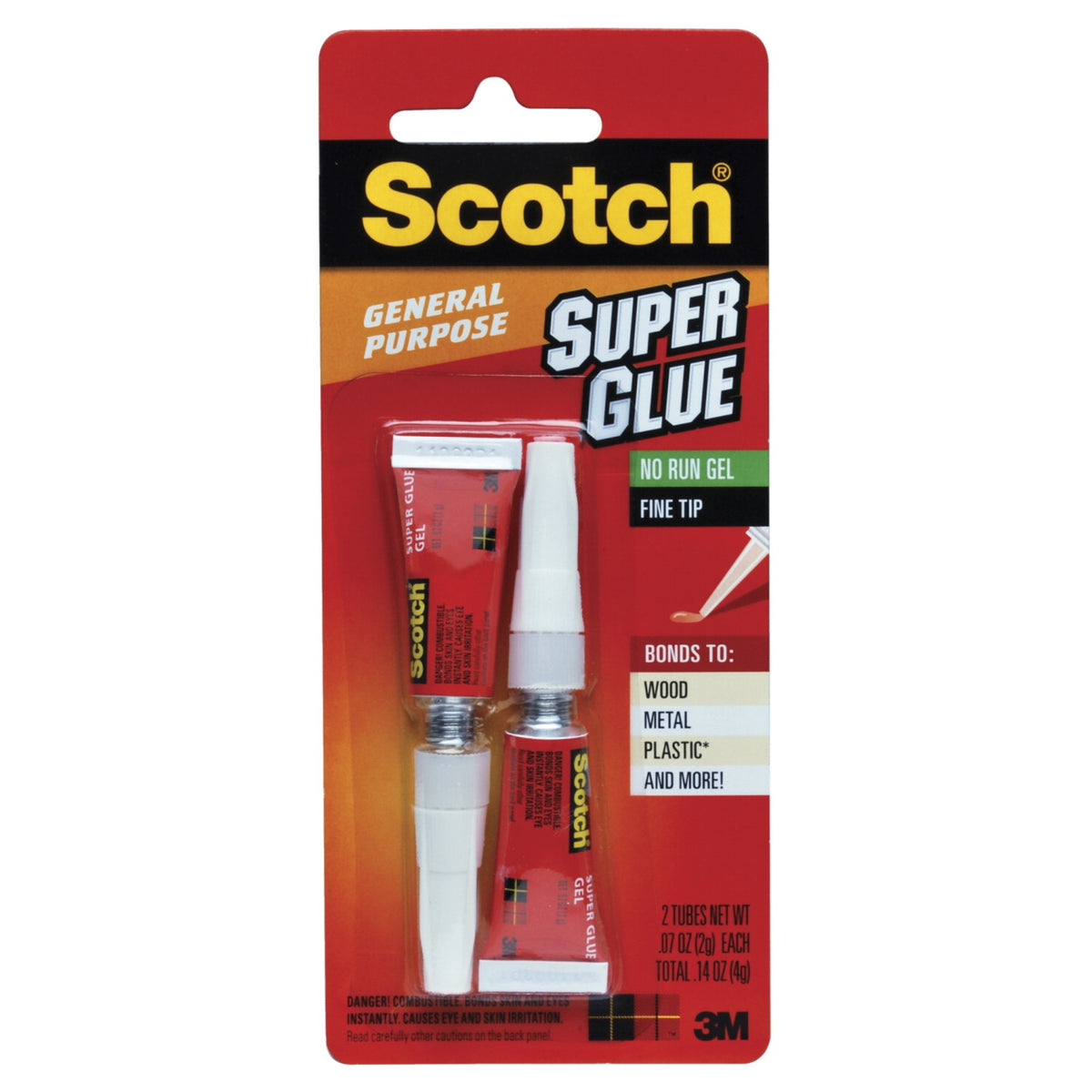 Scotch Super Glue Gel, 0.07 Ounce, Pack Of 2
