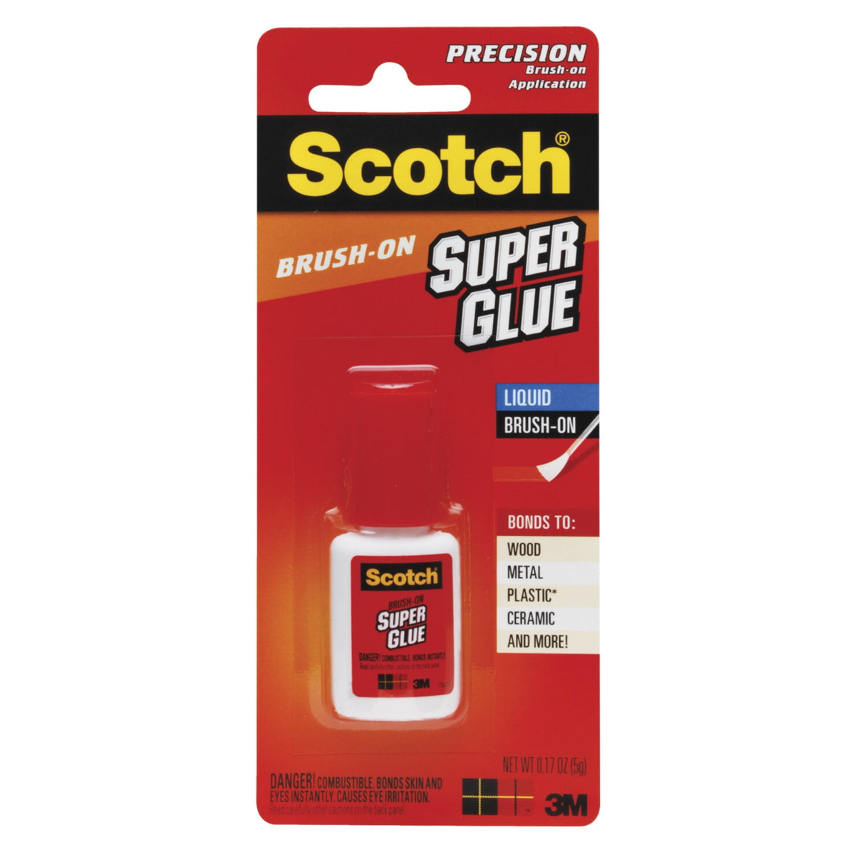 Scotch Super Glue Brush-On Glue, 0.17 Ounce