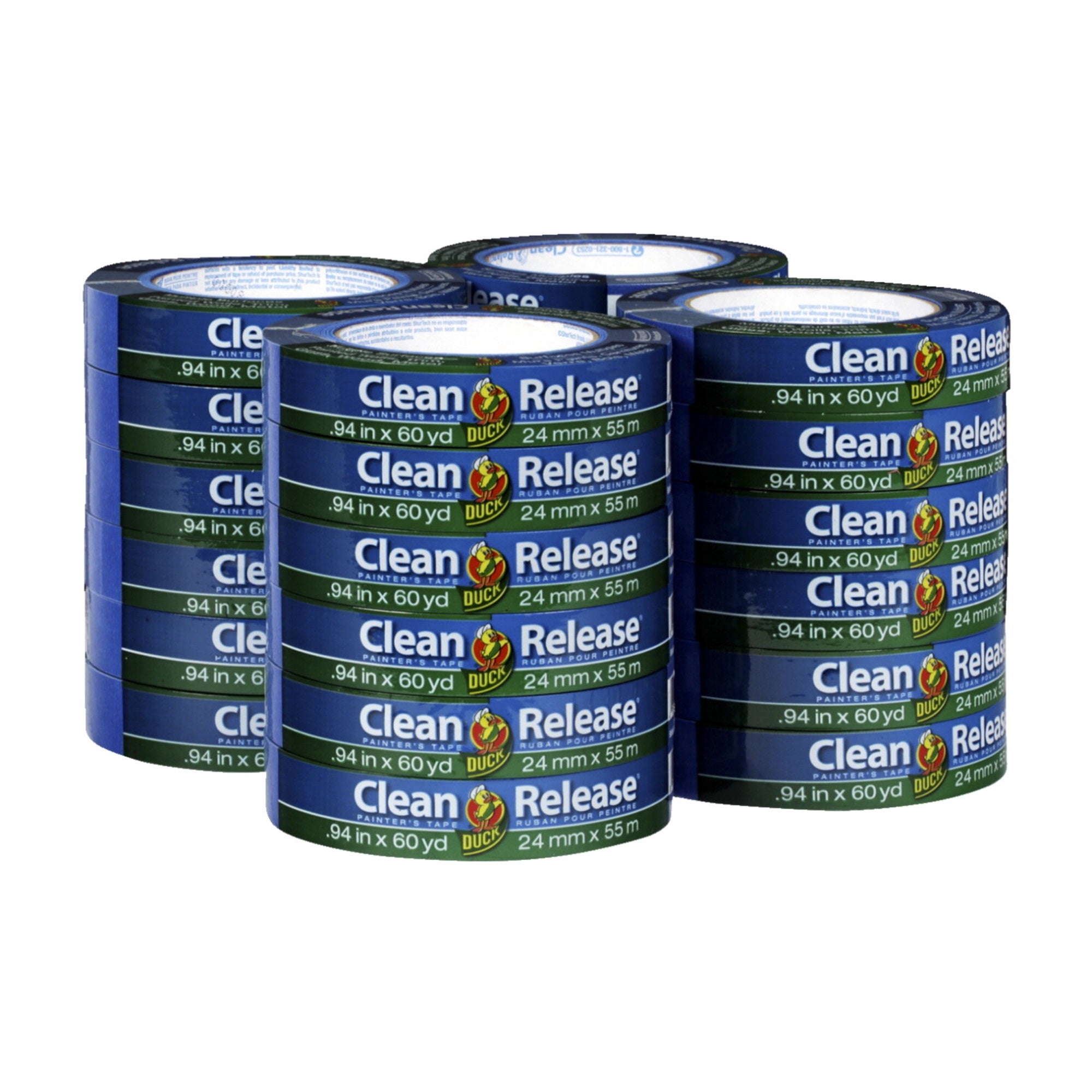 Duck Brand Clean Release Painters Tape, 1 Inch X 60 Yards, Blue, Pack Of 24