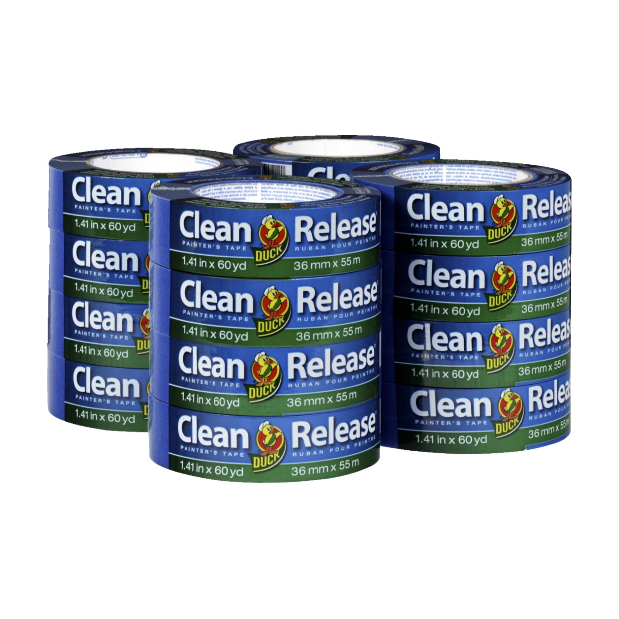 Duck Brand Clean Release Painters Tape, 1-2/5 Inches X 60 Yards, Blue, Pack Of 16