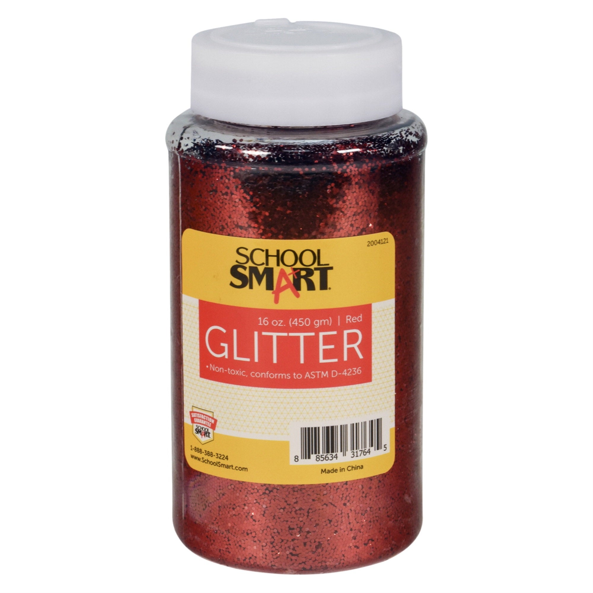 School Smart Craft Glitter, 1 Pound Jar, Red