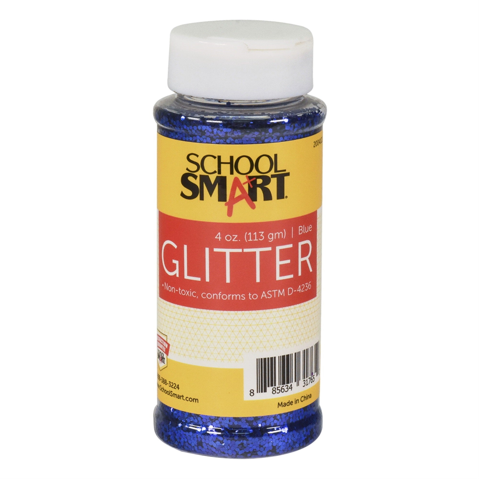 School Smart Craft Glitter, 4 Ounce Jar, Blue