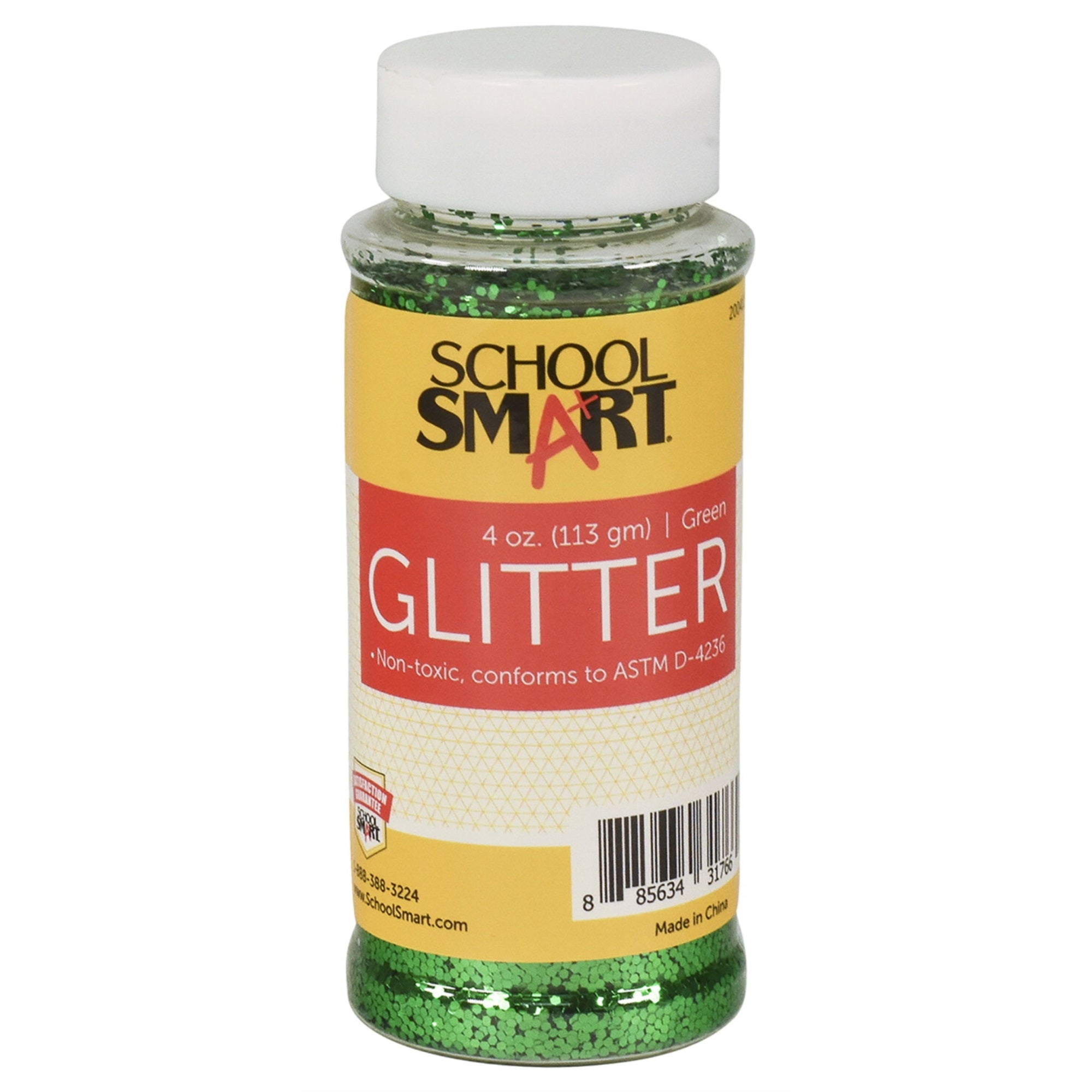 School Smart Craft Glitter, 4 Ounce Jar, Green