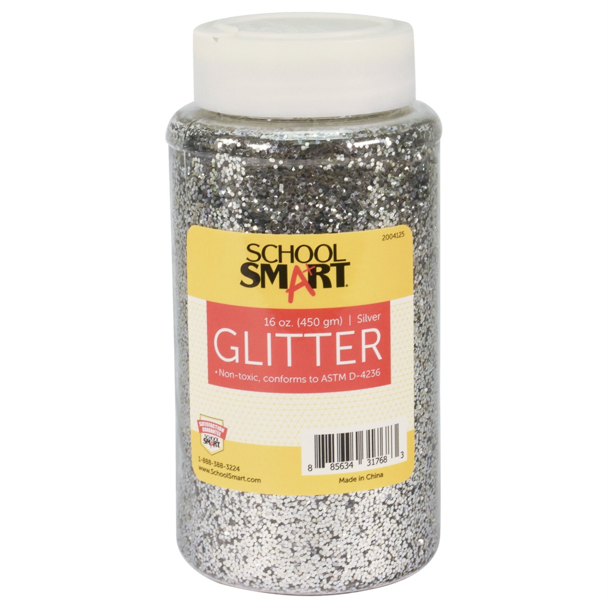 School Smart Craft Glitter, 1 Pound Jar, Silver