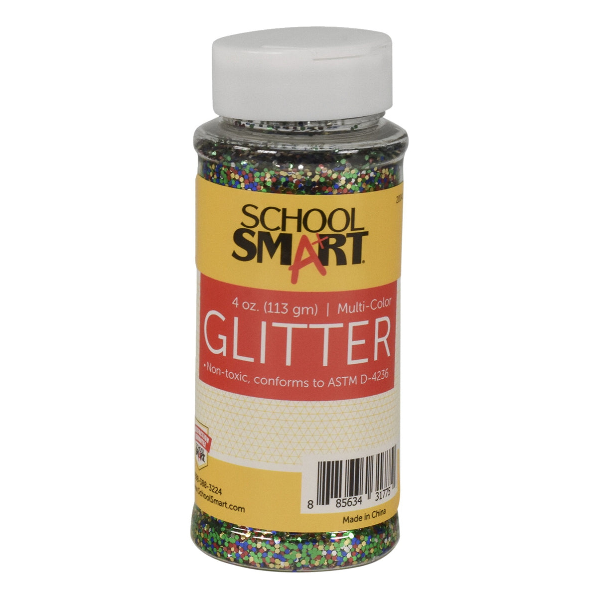 School Smart Craft Glitter, 4 Ounce Jar, Multi-Color