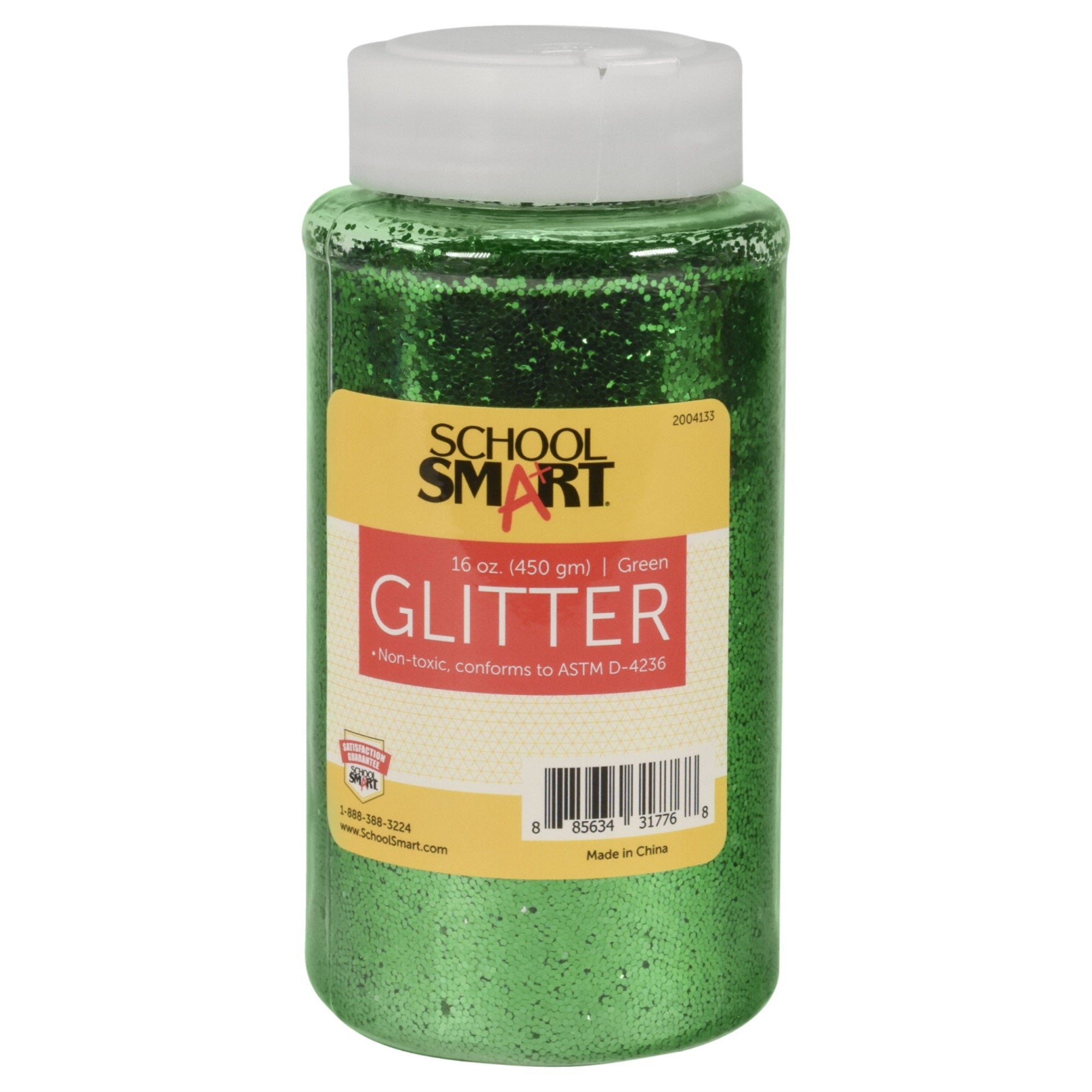 School Smart Craft Glitter, 1 Pound Jar, Green