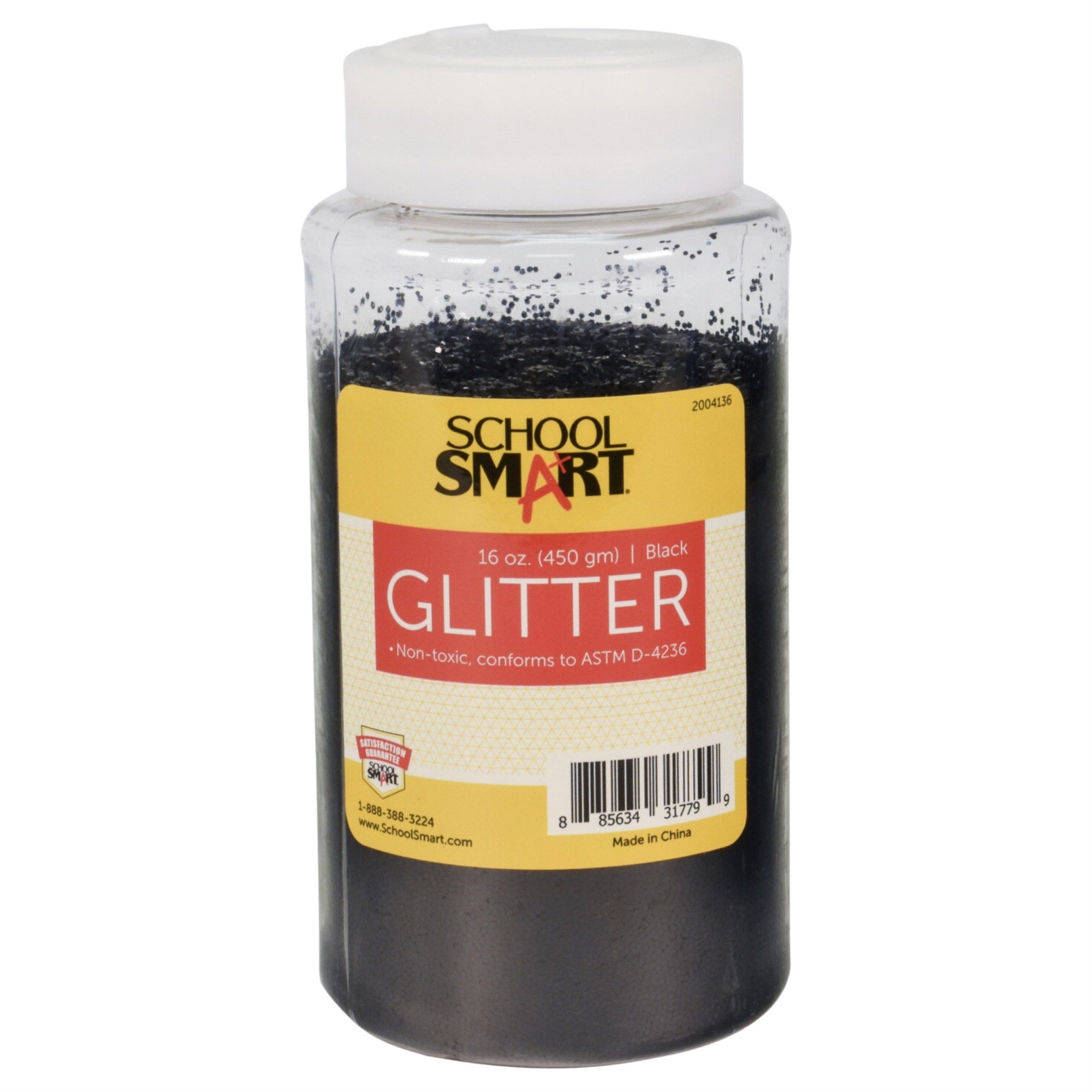 School Smart Craft Glitter, 1 Pound Jar, Black