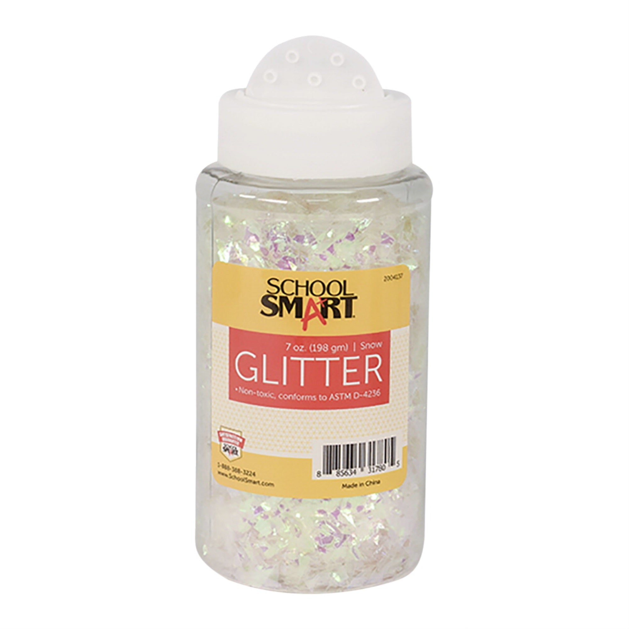 School Smart Craft Glitter, 7 Ounce Jar, Snow